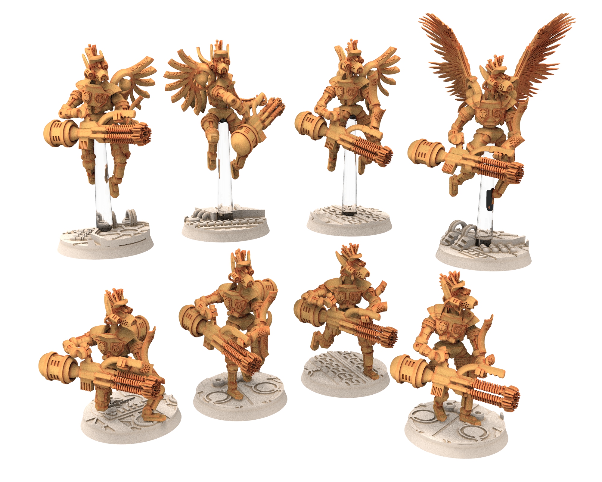Cinan - Anubis - Chemou - Sekhout : Support, Battle Drone, space robot guardians of the Necropolis, modular posable miniatures