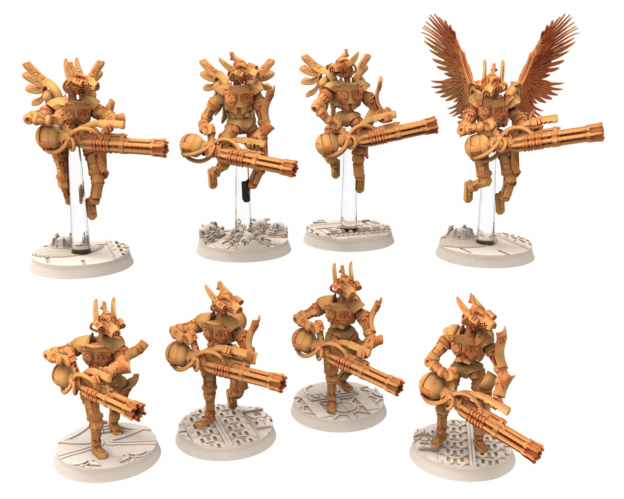 Cinan - Anubis - Chemou - Unshou : Support, Battle Drone, space robot guardians of the Necropolis, modular posable miniatures