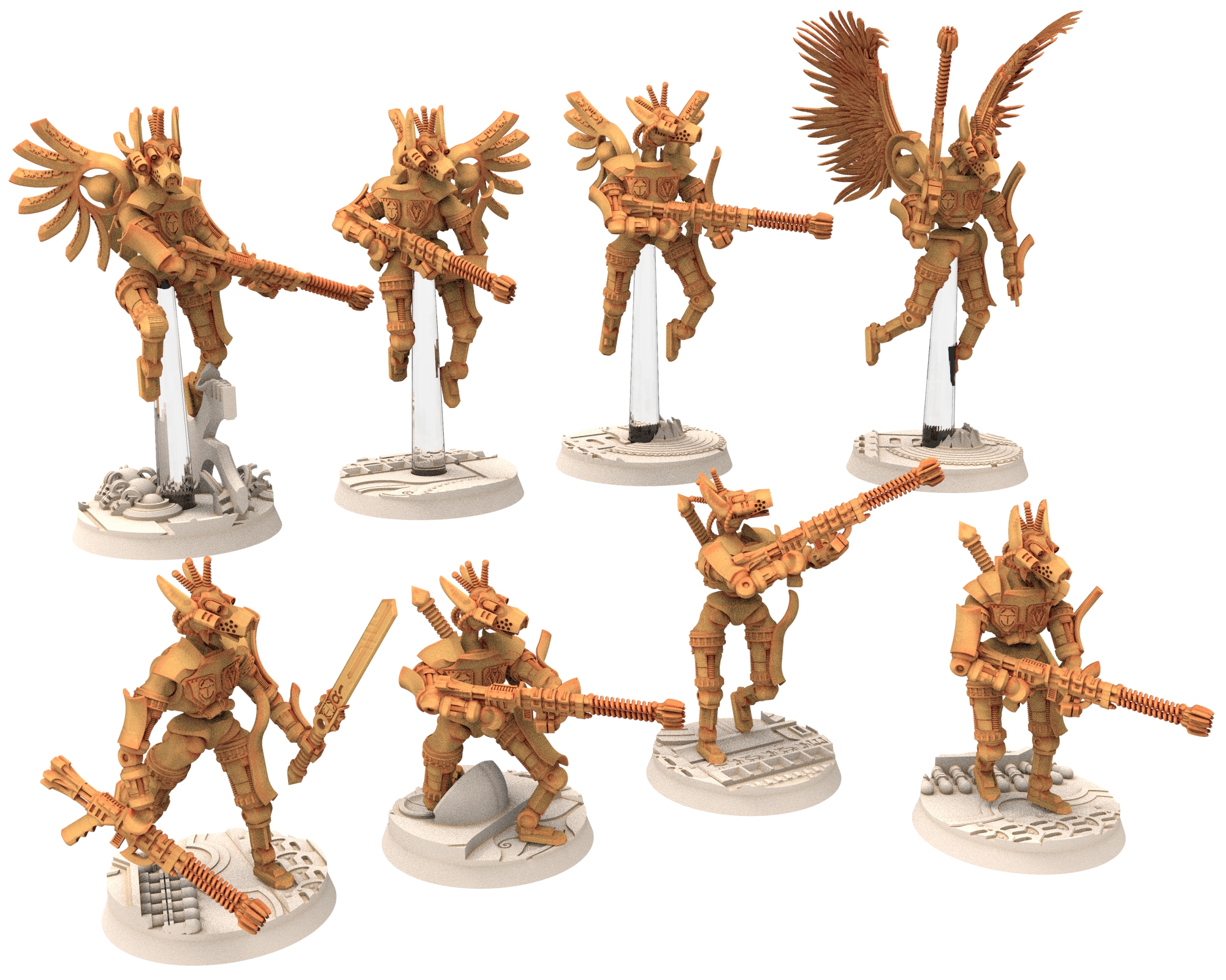 Cinan - Anubis - Peret - Ammit : Line, Battle Drone, space robot guardians of the Necropolis, modular posable miniatures