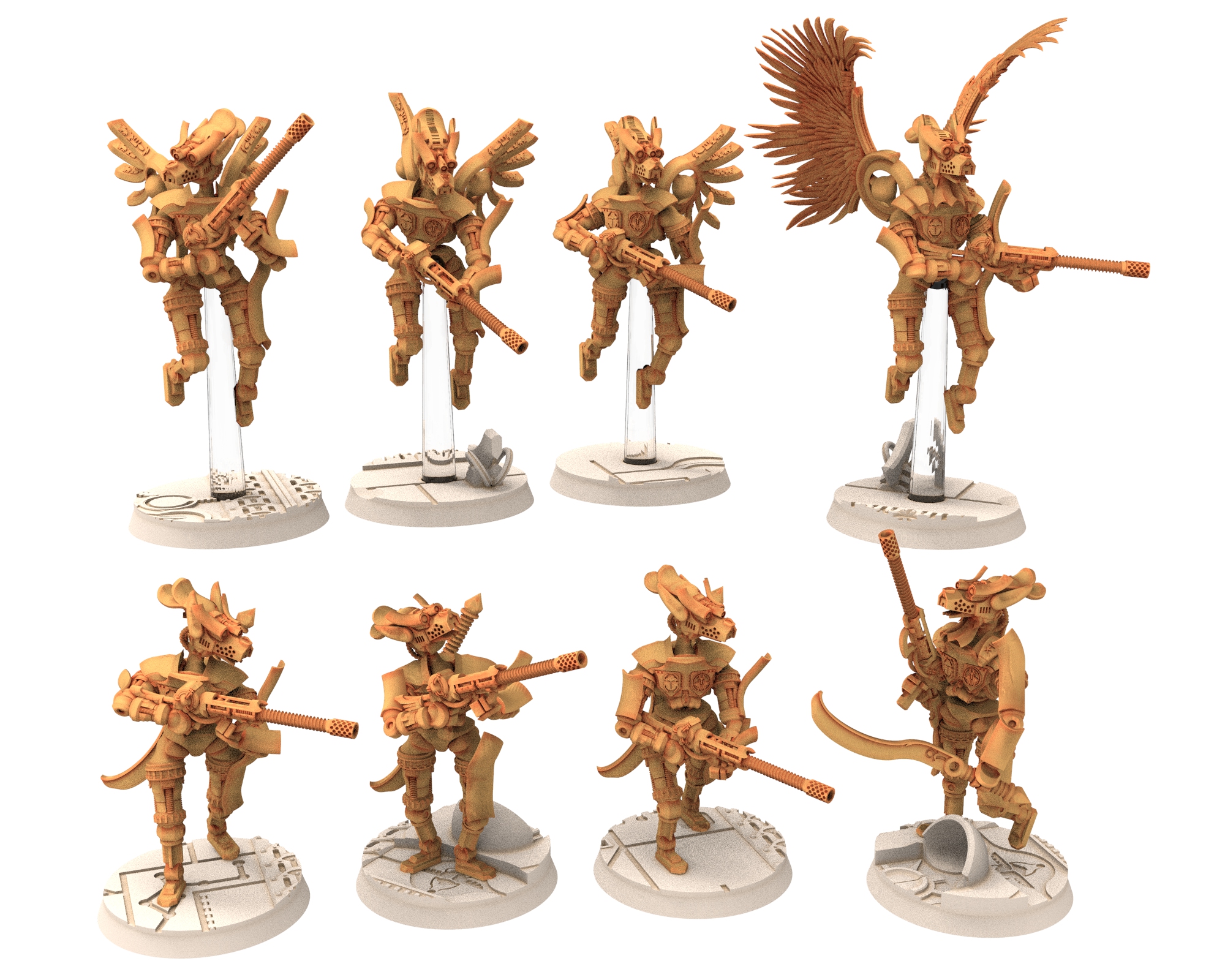 Cinan - Anubis - Peret - Anukis : Line, Battle Drone, space robot guardians of the Necropolis, modular posable miniatures