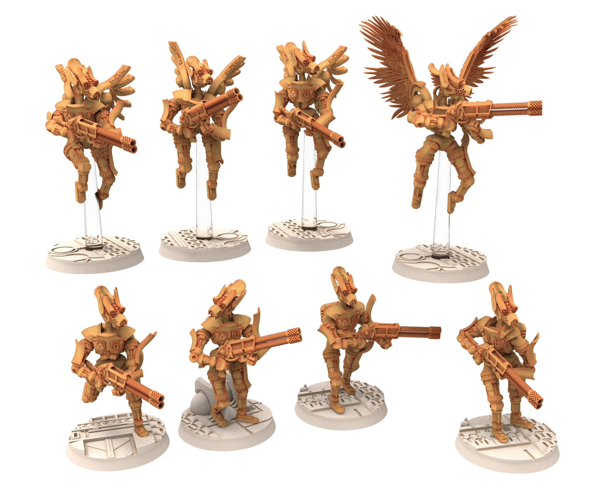Cinan - Anubis - Peret - Montou : Line, Battle Drone, space robot guardians of the Necropolis, modular posable miniatures
