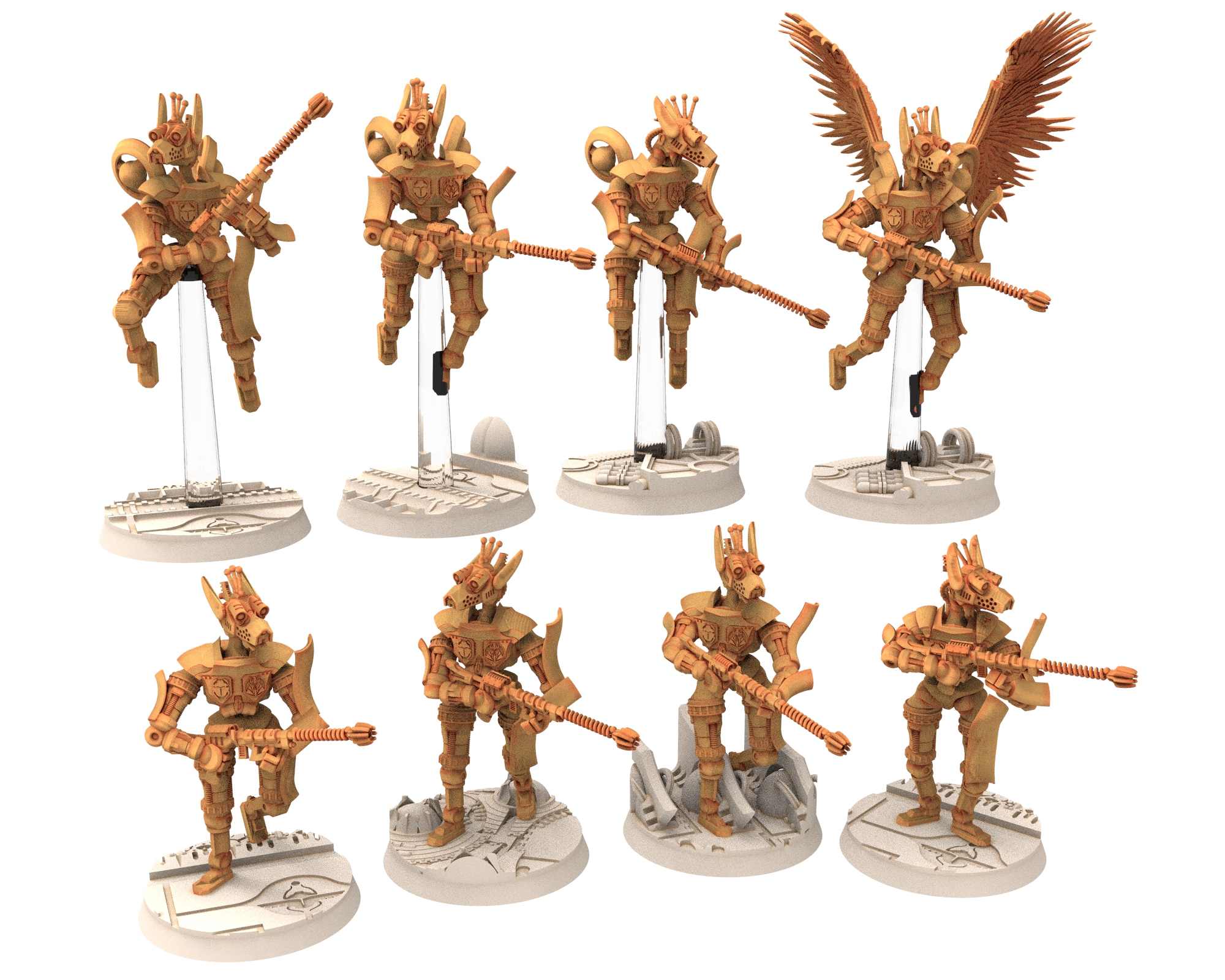 Cinan - Anubis - Peret - Wosret : Line, Battle Drone, space robot guardians of the Necropolis, modular posable miniatures