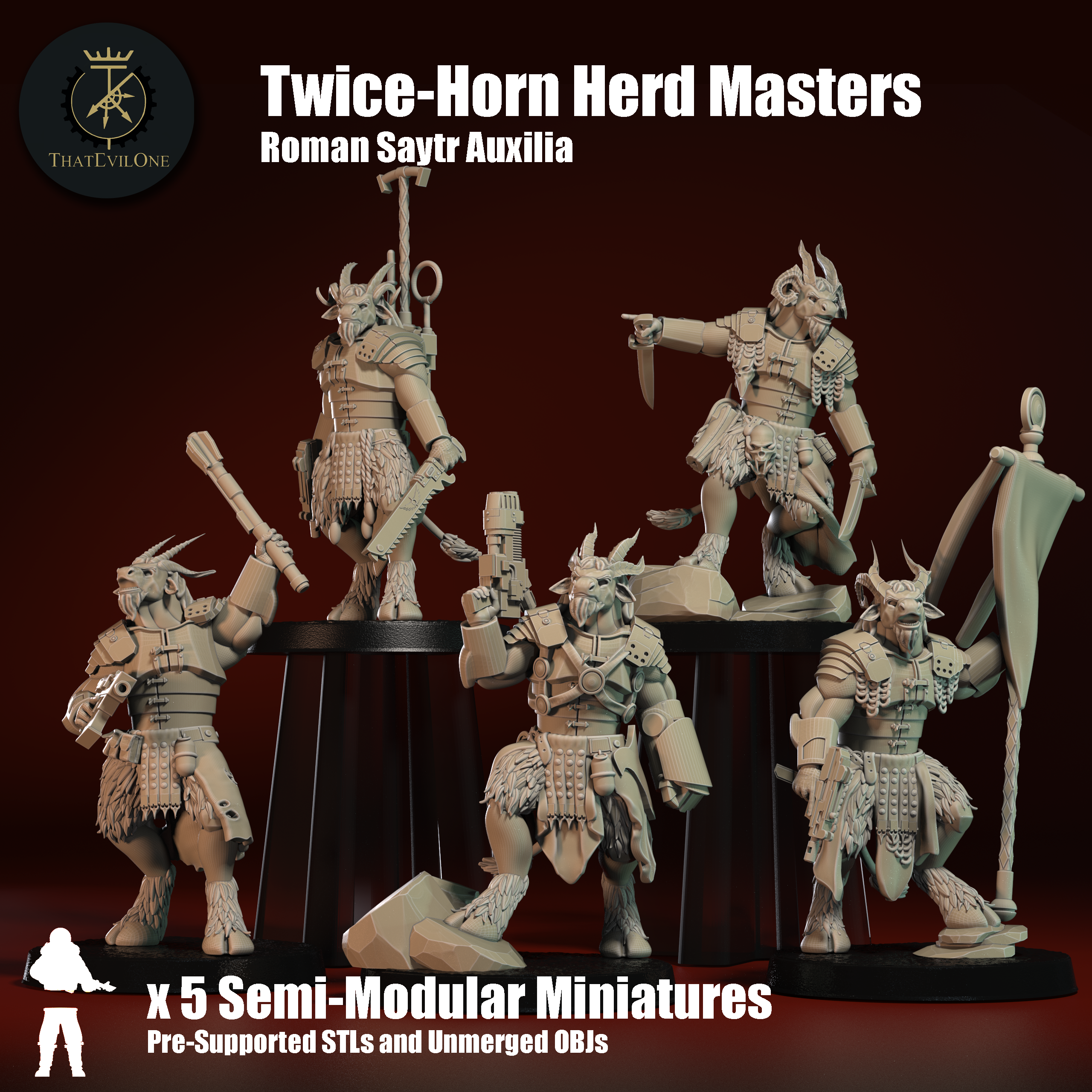 Roman Saytr Twice-Horn Herd Masters - Presupported
