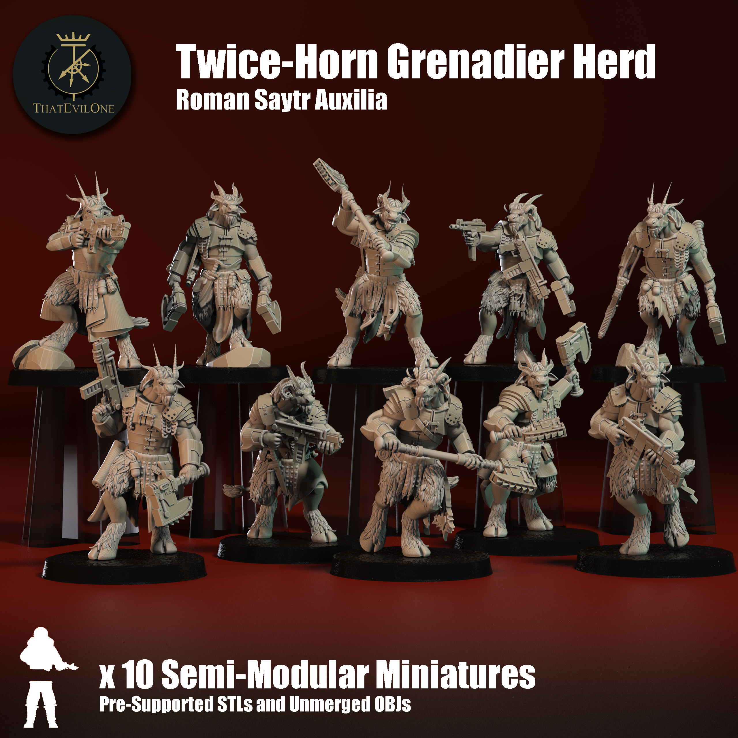 Roman Saytr Twice-Horn Grenadier Herd - Presupported