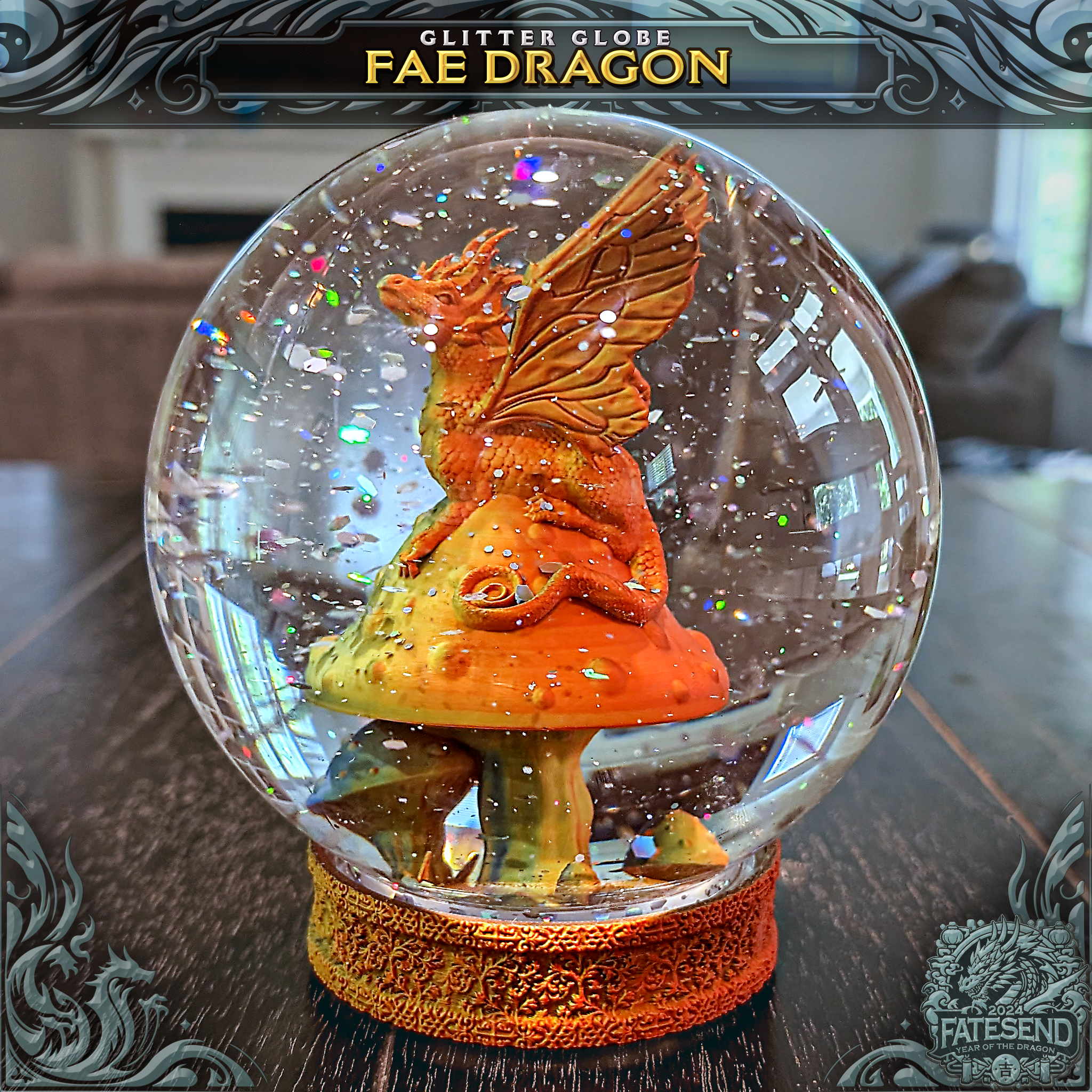 Fey Dragon - Glitter Globe insert
