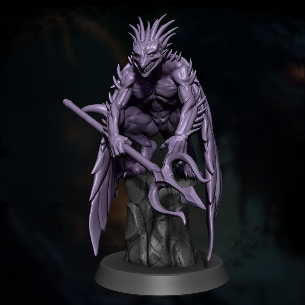 Spinagon | Spined Devil | Small Winged Fiend | DnD 5e STL Miniature | 32mm Resin