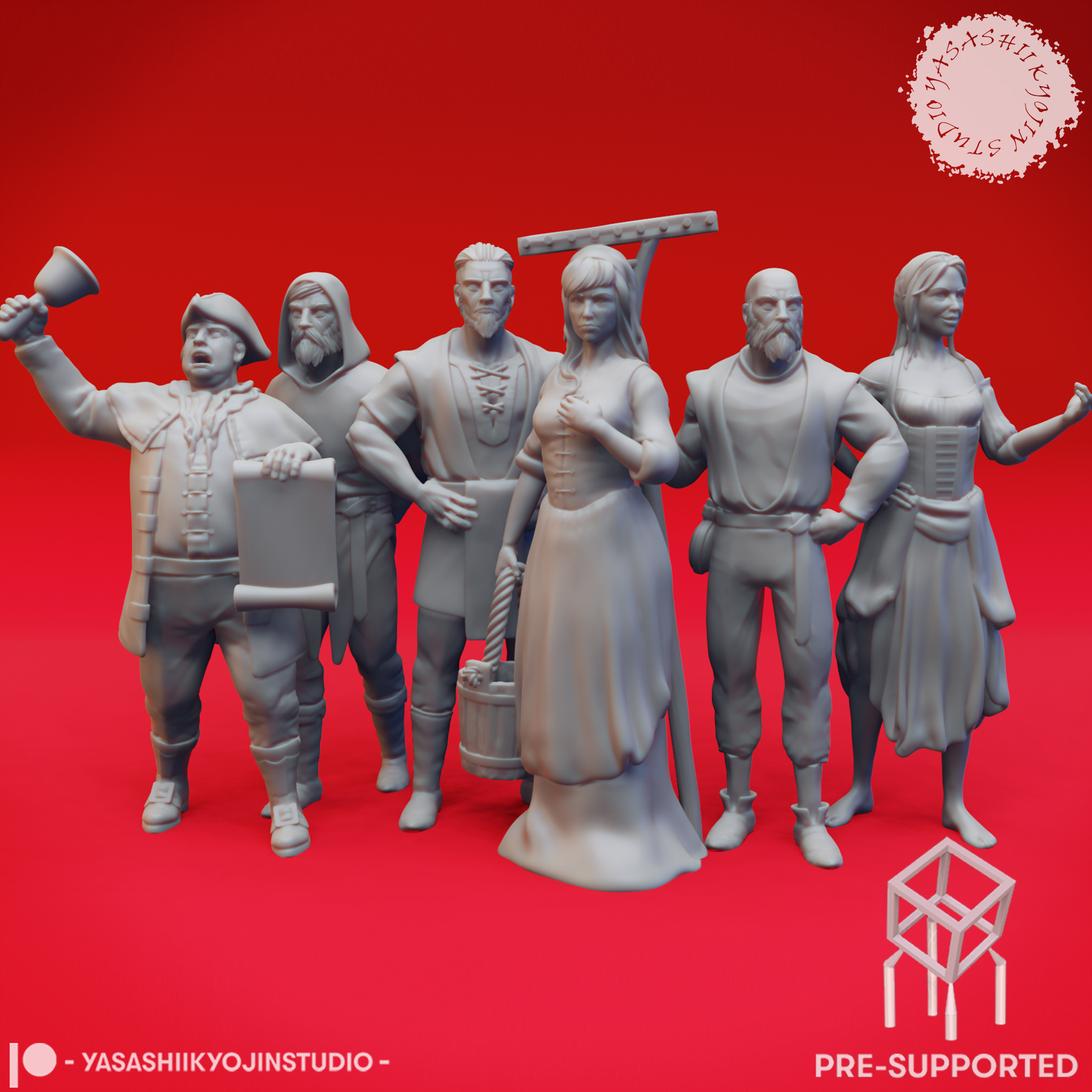 Townsfolk - General Adults - Tabletop Miniature (Pre-Supported)