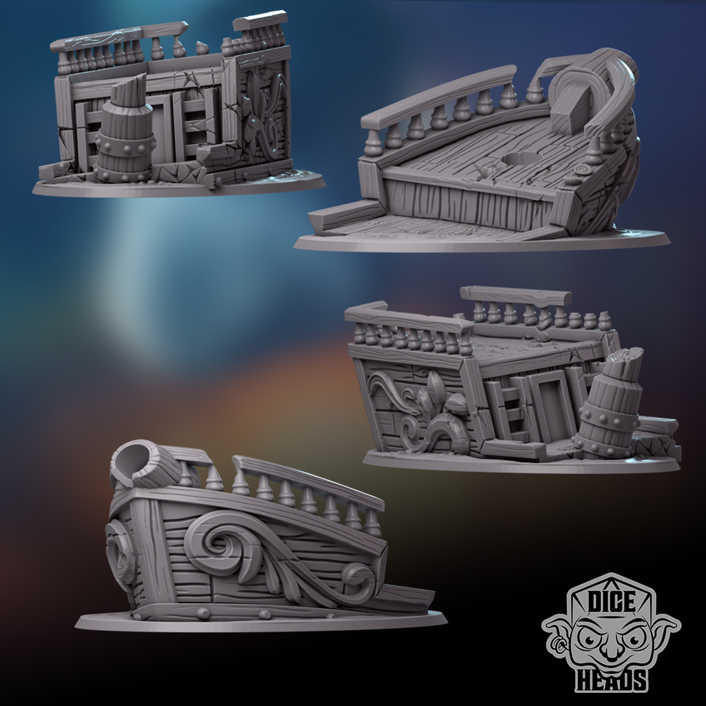 Ship Wreck (two pieces- cut for FDM printing)