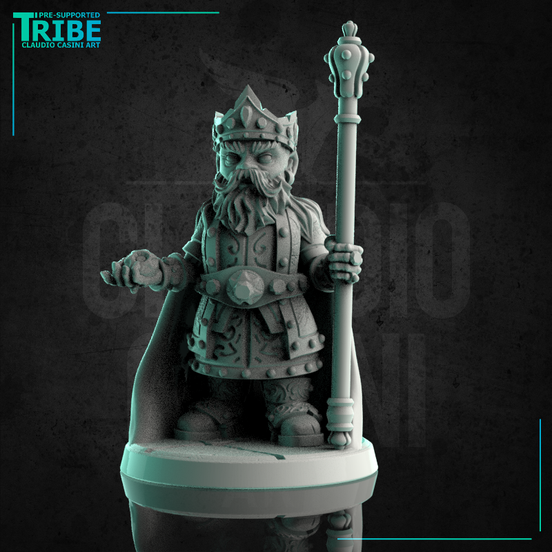 (0213) Male halfling hobbit king with a scepter and a crown