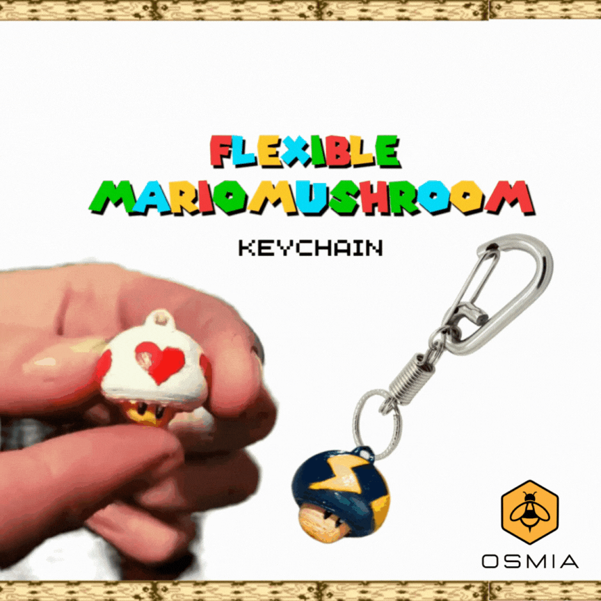 Osmia Flexible Multicolor Mario Mushroom Keychain