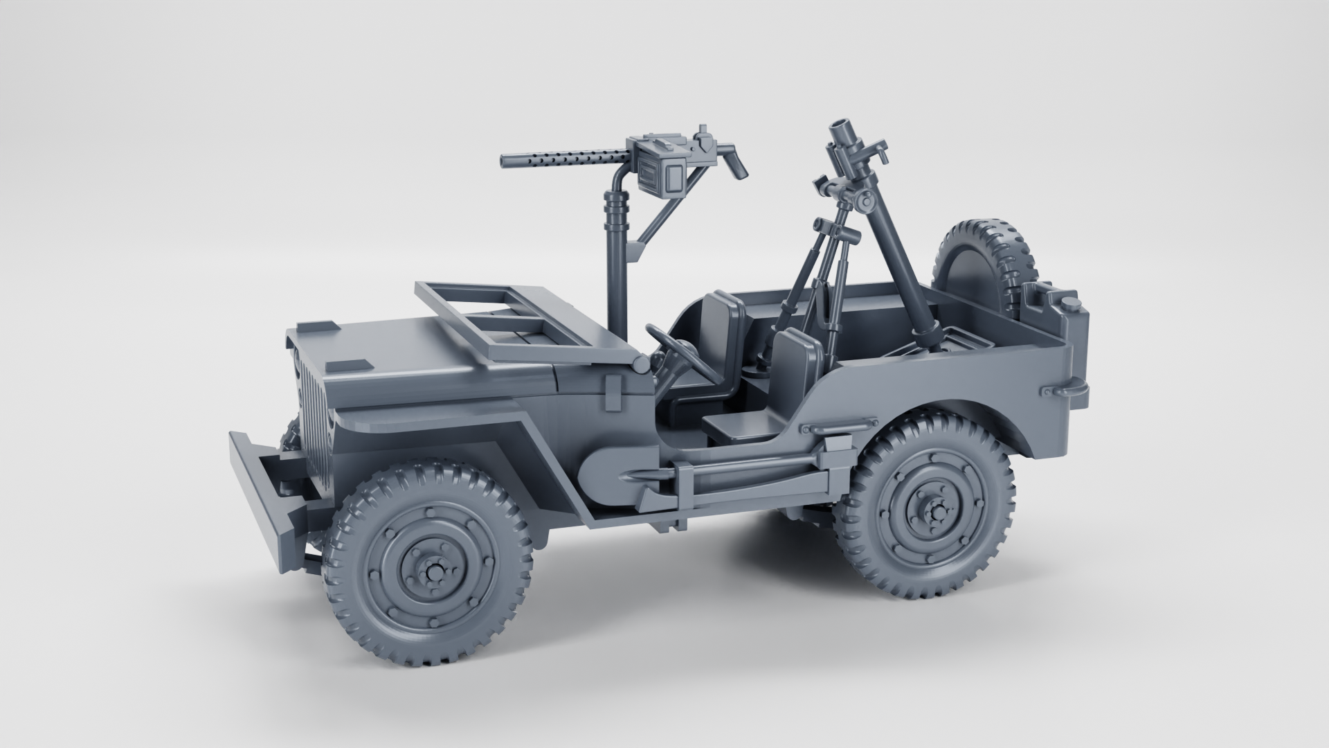 Willys Jeep MB with Cal.30 machine gun and 60mm mortar (US, WW2)