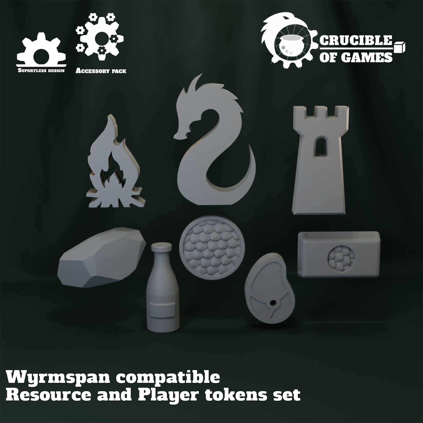 Wyrmspan compatible resource and player tokens