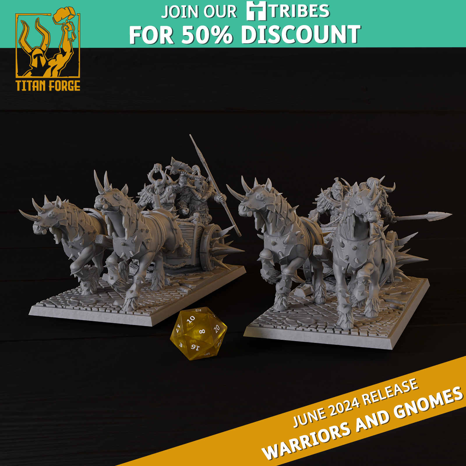 Warriors Chariots - Warriors and Gnomes - Titan Forge Miniatures June 2024