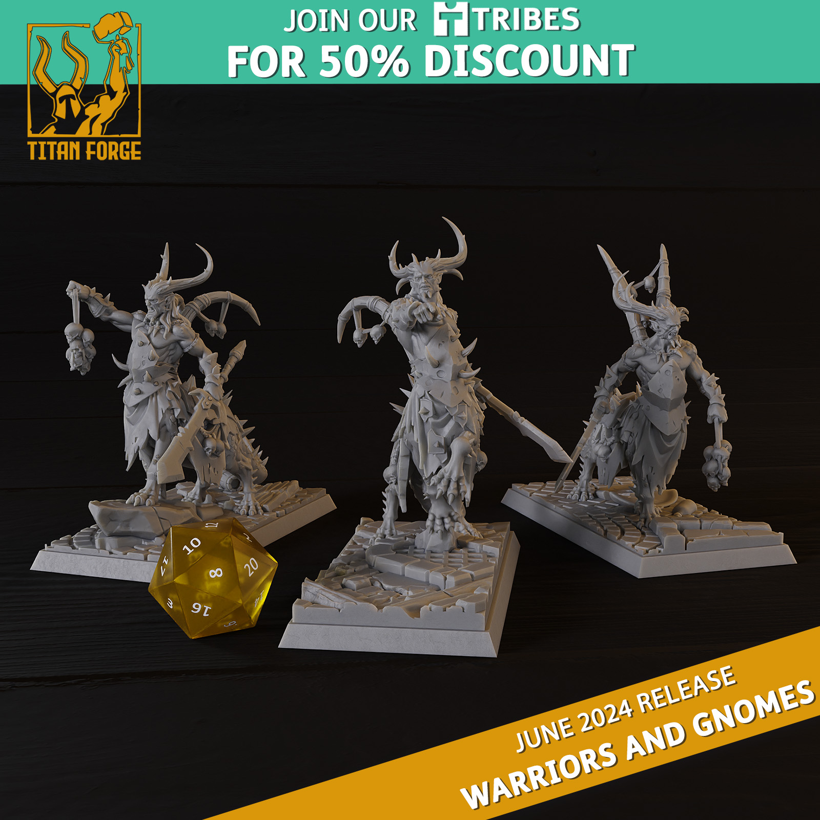 Warriors Felldrakes - Warriors and Gnomes - Titan Forge Miniatures June 2024