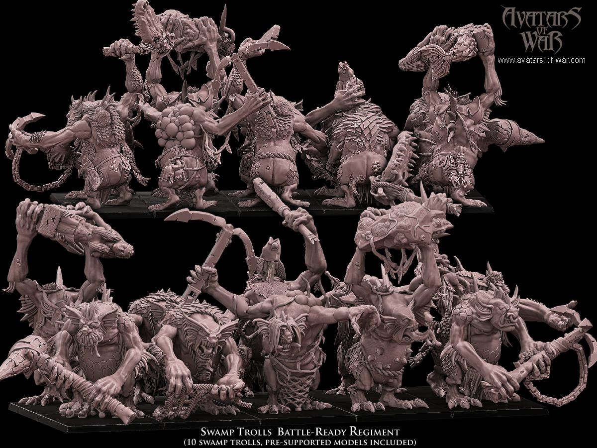 Swamp Trolls Battle-Ready regiment (10 Swamp Trolls)