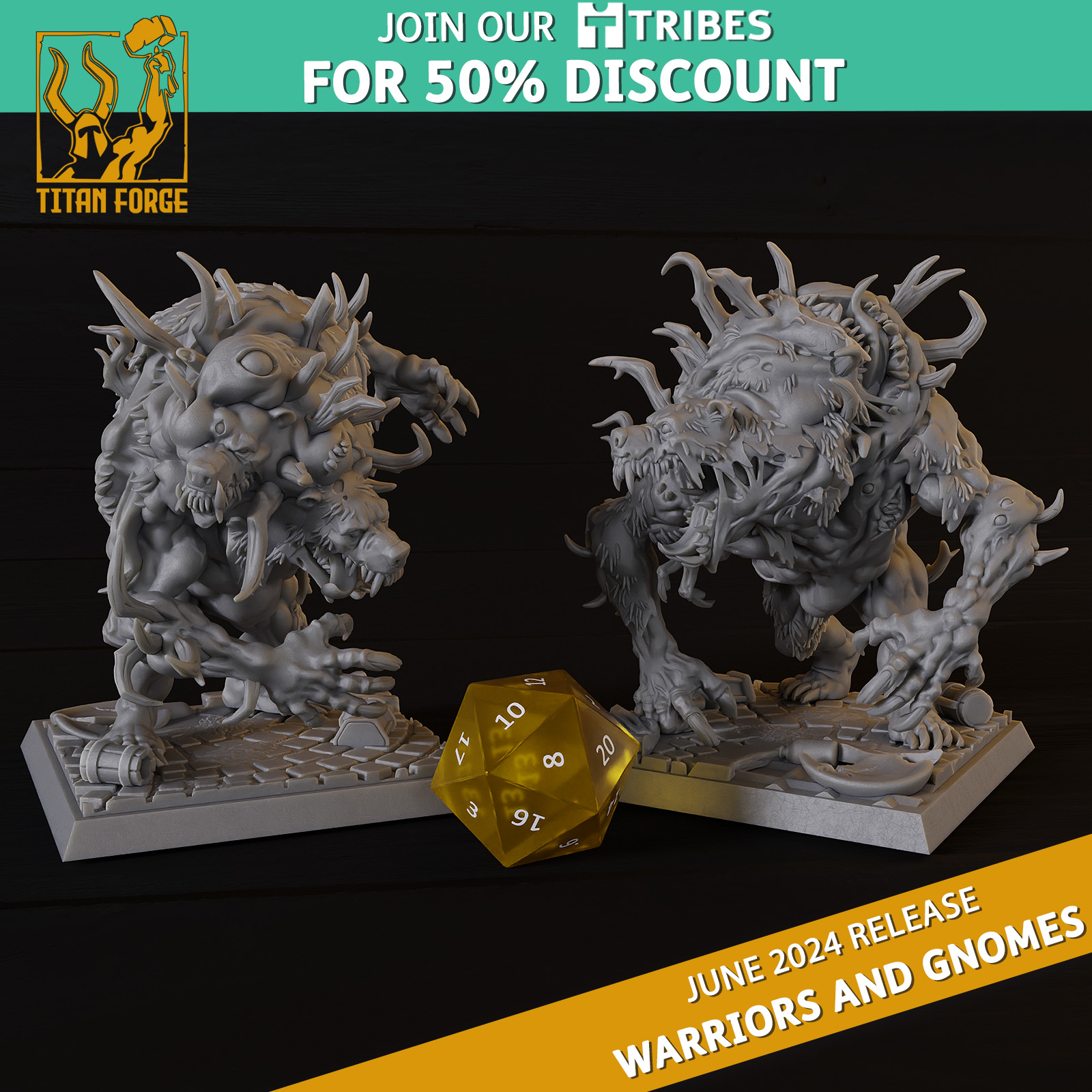 Warriors Forsakens - Warriors and Gnomes - Titan Forge Miniatures June 2024