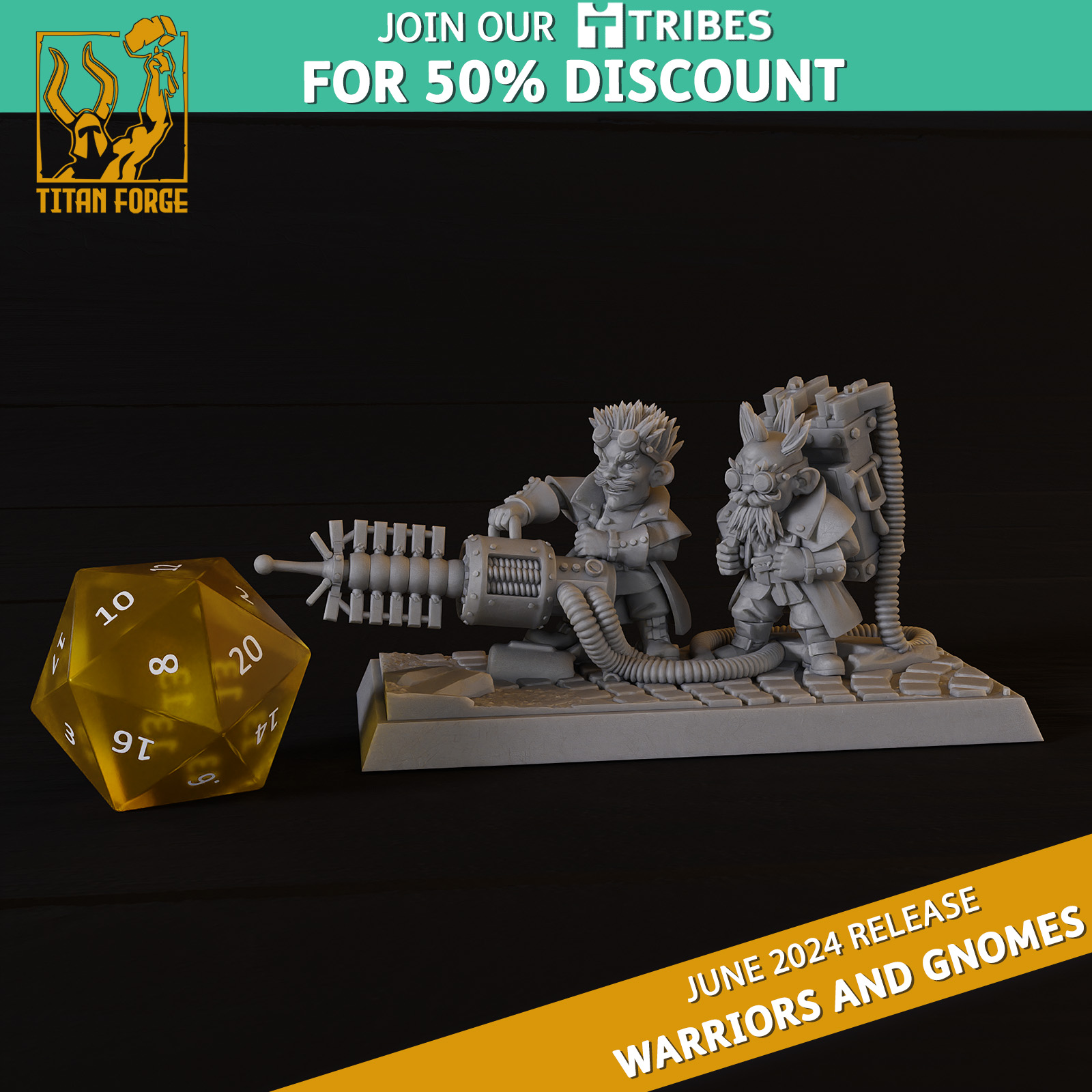 Gnome Big Zapp - Warriors and Gnomes - Titan Forge Miniatures June 2024