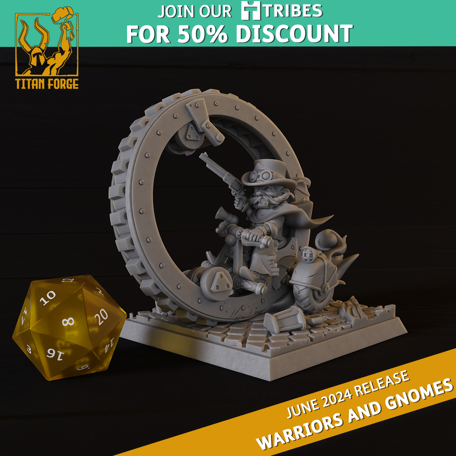 Gnome Rider - Warriors and Gnomes - Titan Forge Miniatures June 2024