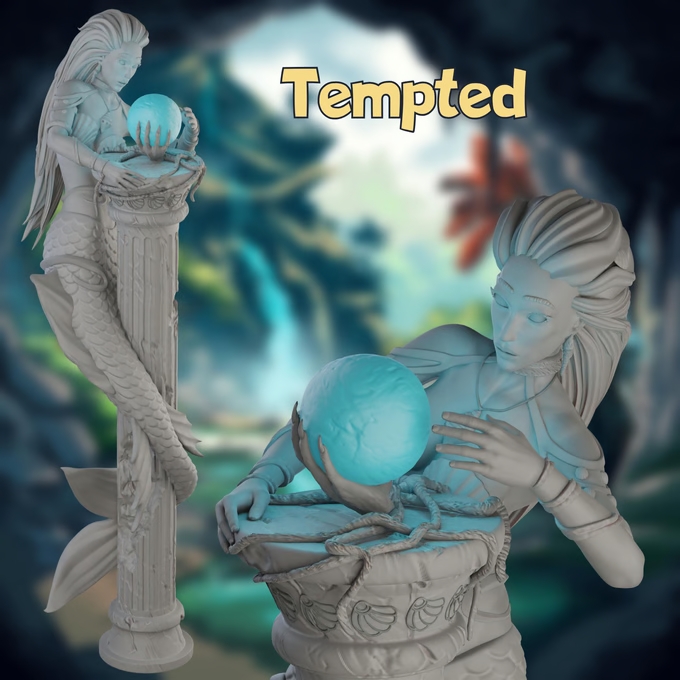 The Lonely Mermaid |Orb Pose |Pre-supported mini |120mm & 75mm|