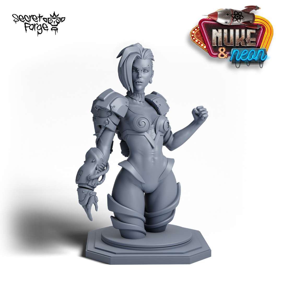 [Neon Bust Pack] Nuke and Neon retro sci-fi and cyberpunk pinup 75mm and 120mm scales