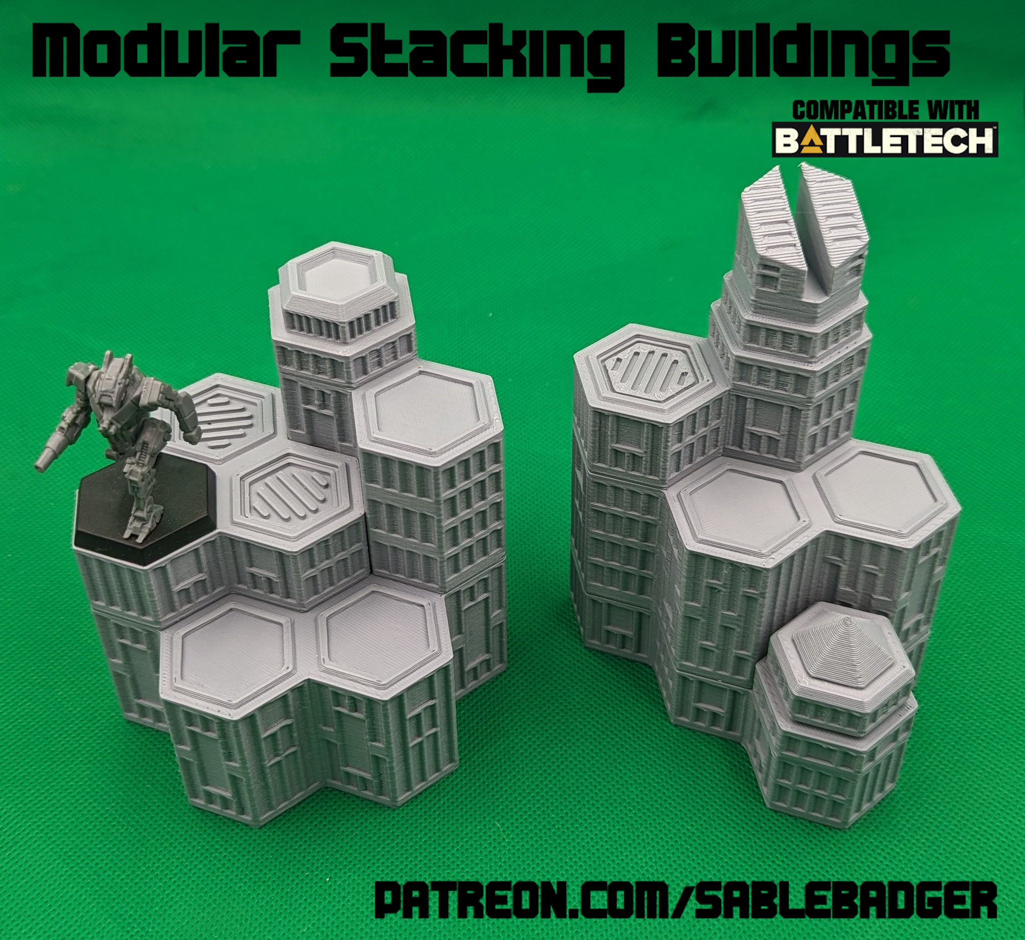 Battletech Stacking Hex Building Terrain