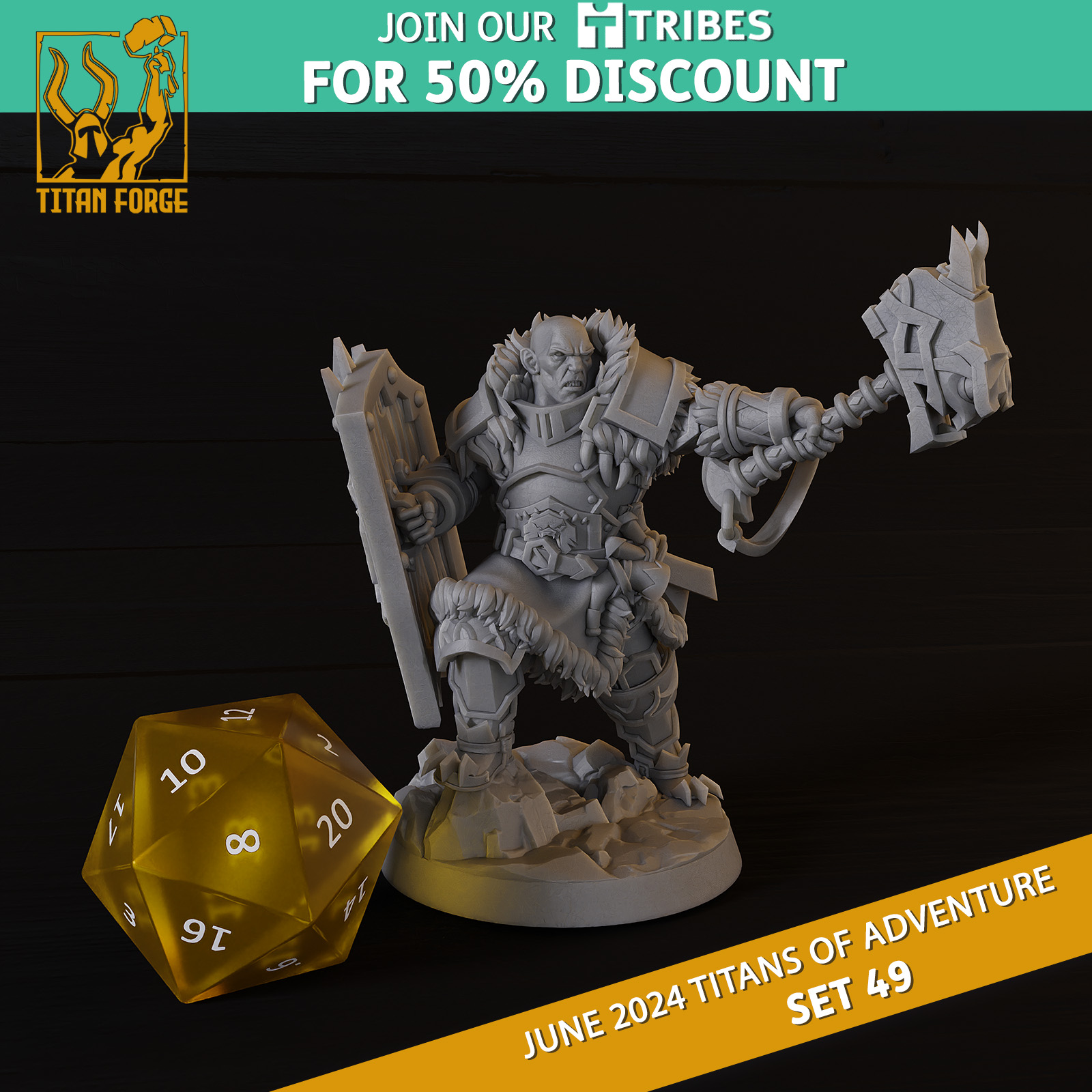 Goliath Male Fighter - RPG Hero Character D&D 5e - Titans of Adventure Set 49