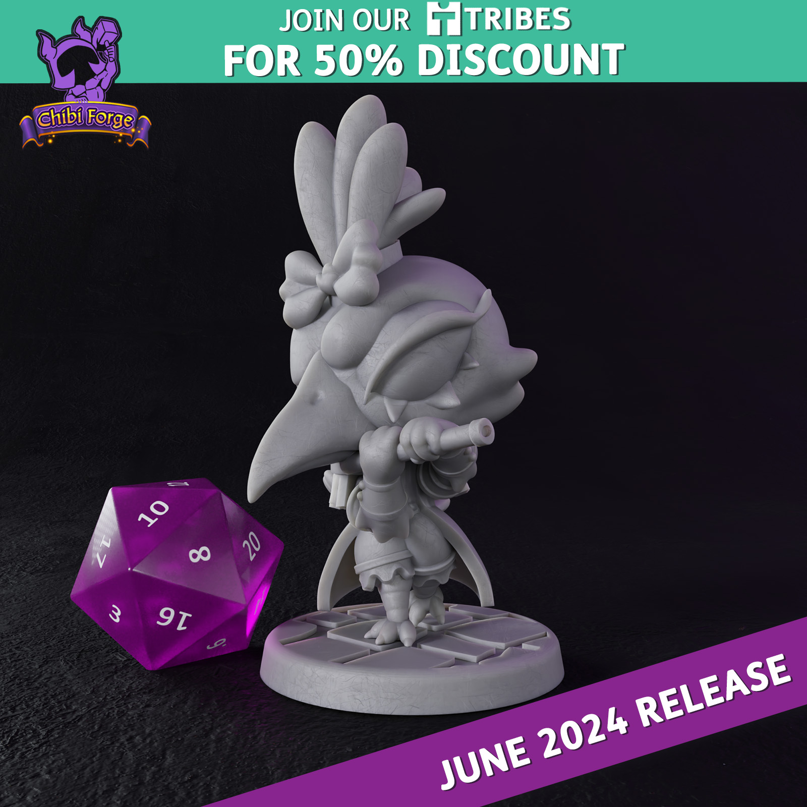 Female Birdfolk Bard - Chibi Forge
