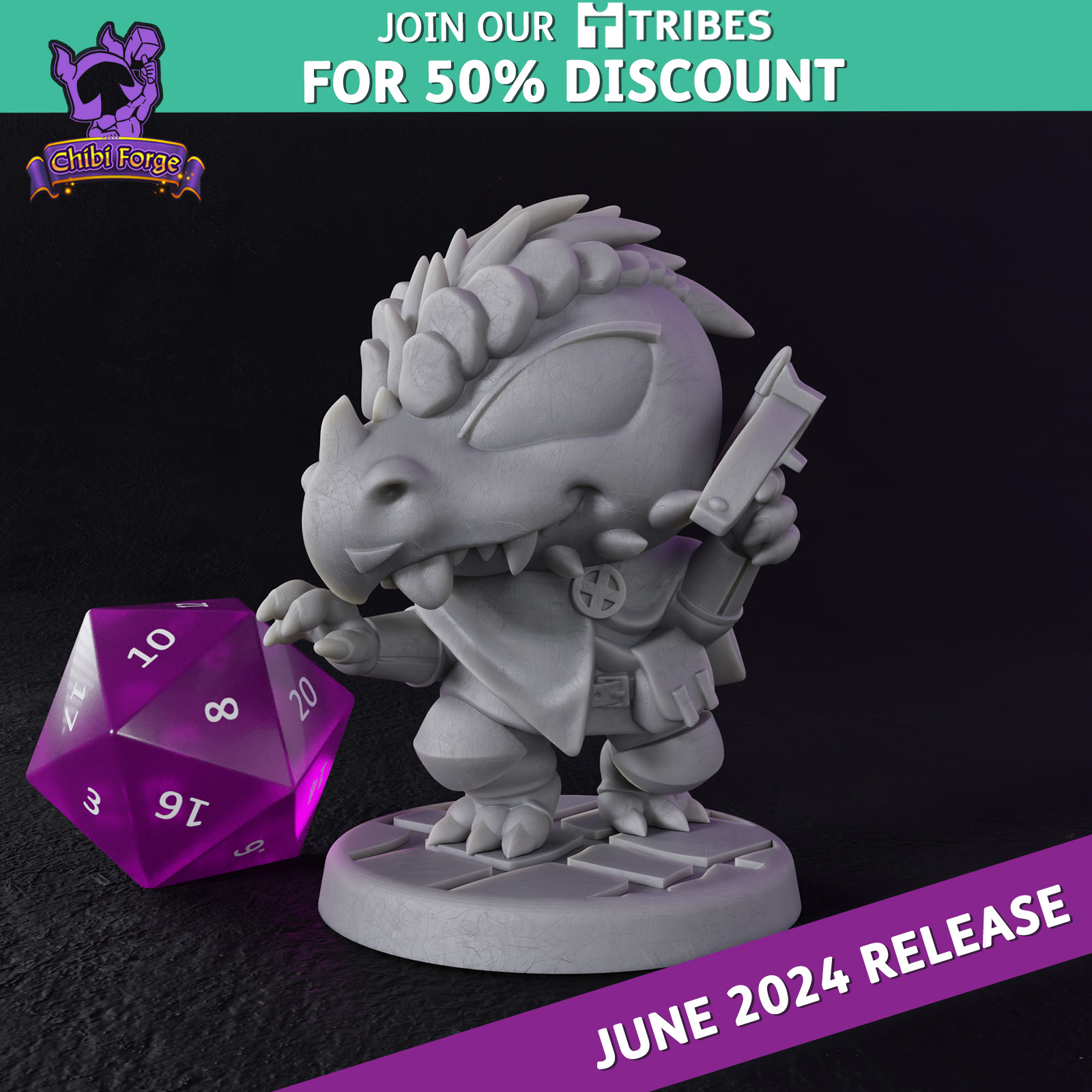 Male Dragonborn Ranger - Chibi Forge