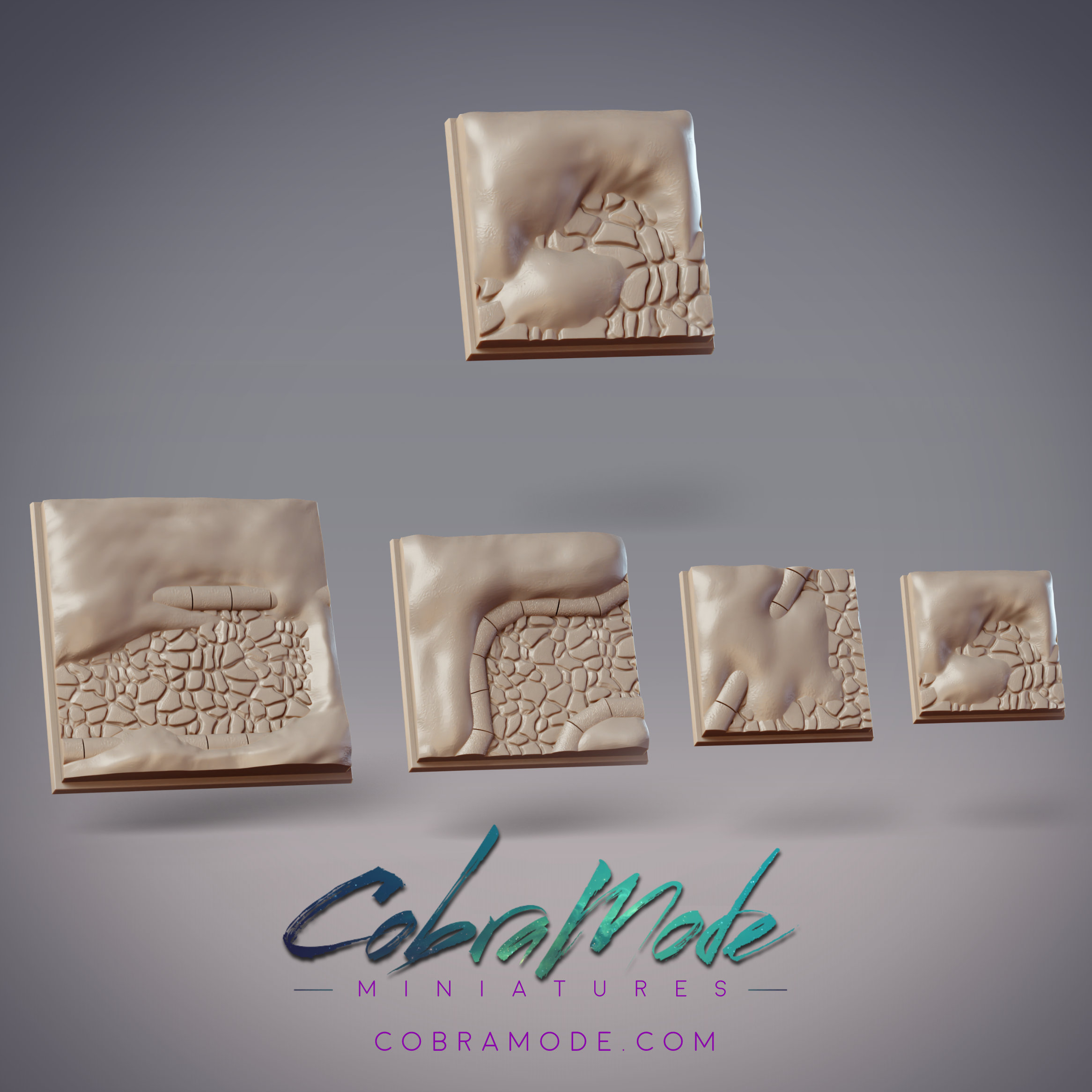 Snowy Cobblestones Square Base Pack (4pcs)