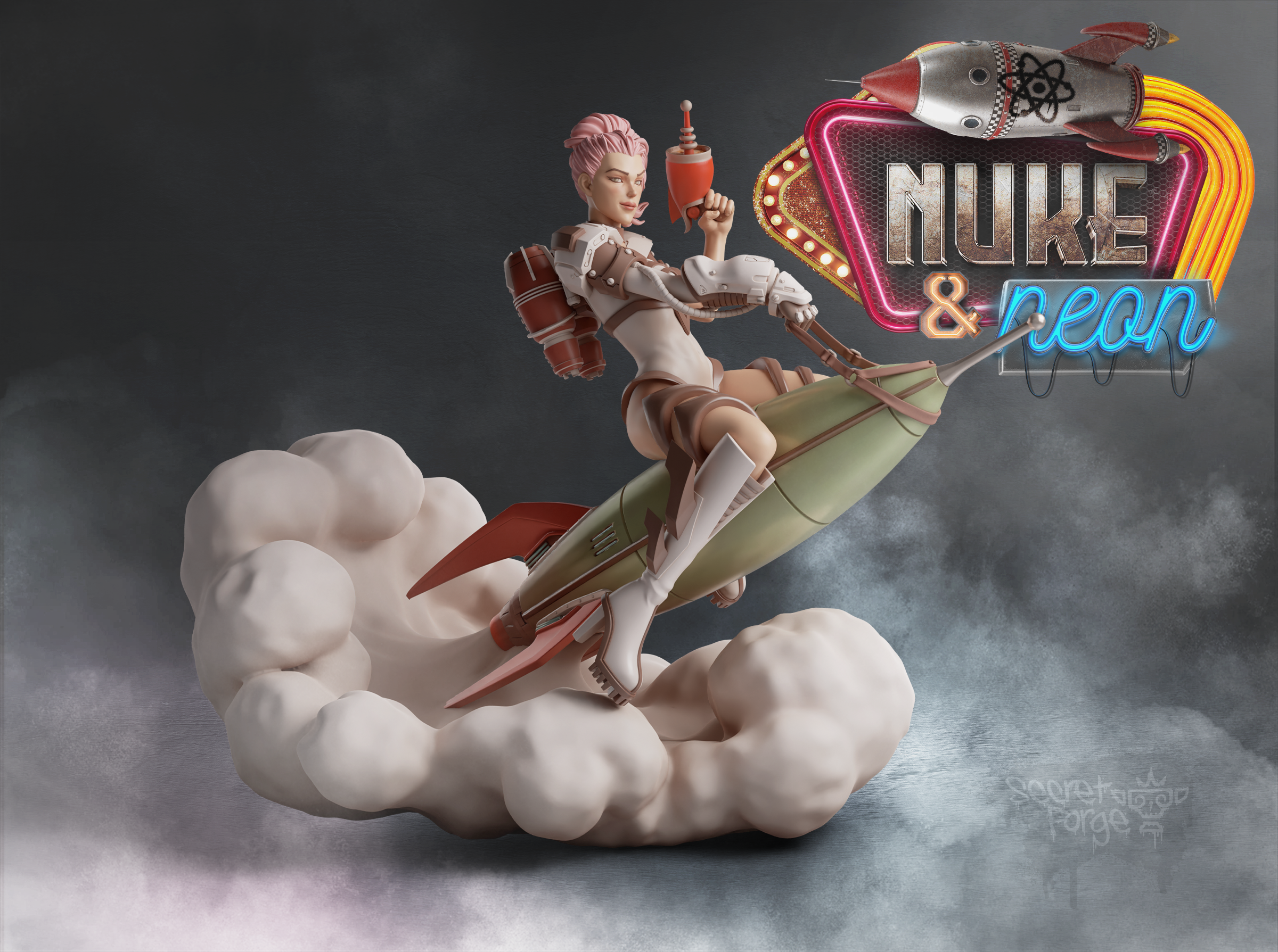 [Blast Off!] Nuke and Neon Rocket Pose retro pinup 75mm and 120mm scale