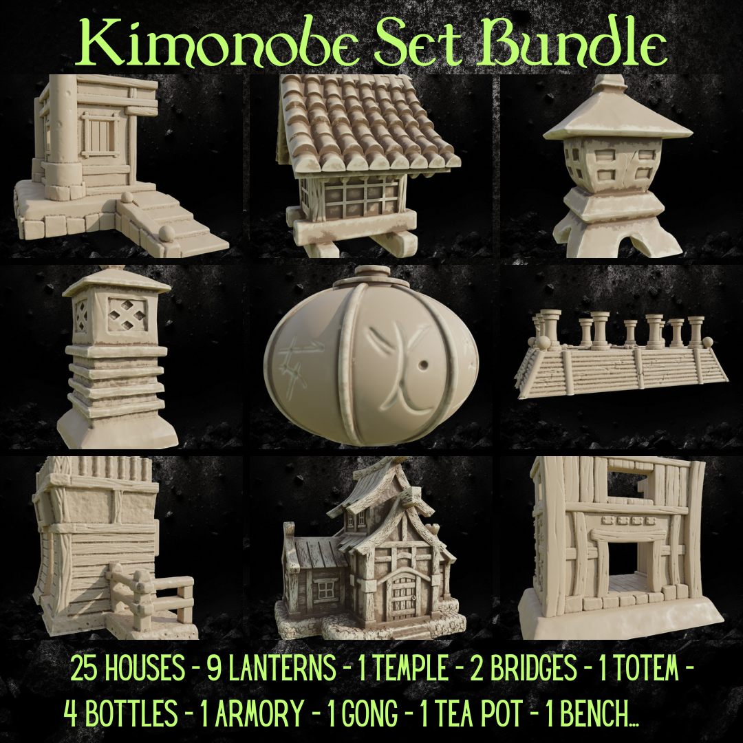 Kimonobe Set Bundle - Japanese Inspired Village Collection STL for DnD & Wargaming
