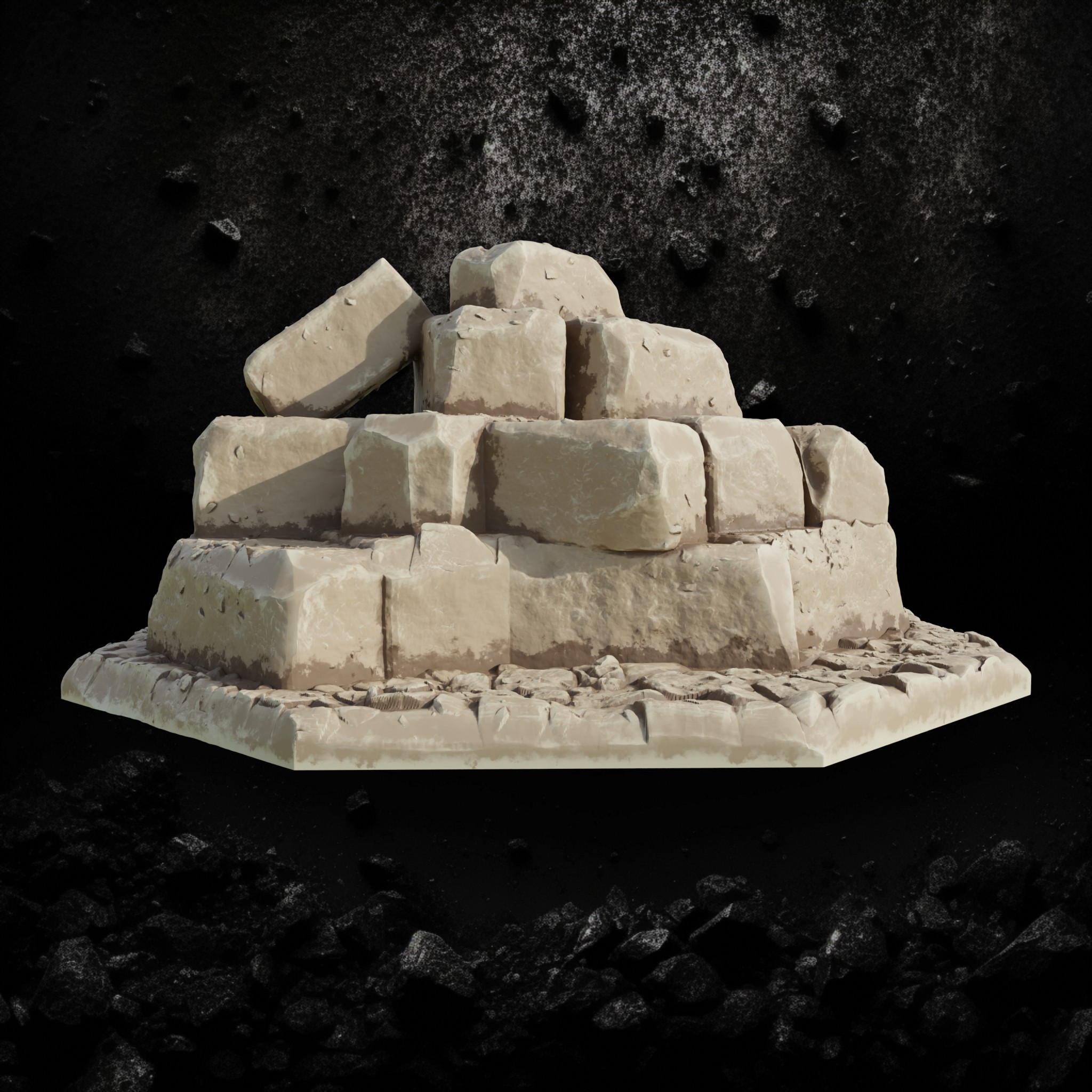Stone Ruins - Ancient Fallen Wall STL for DnD & Wargaming