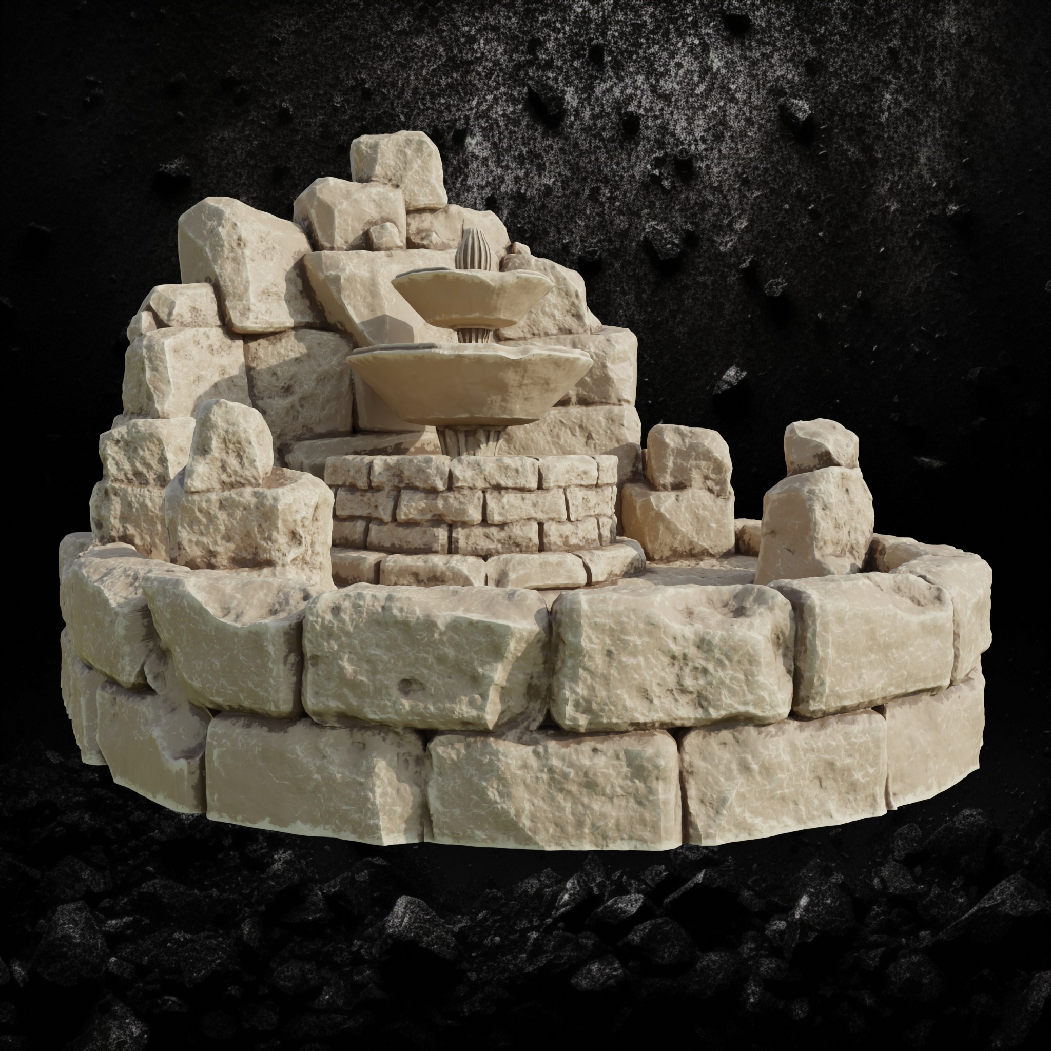 Stone Fountain - Town Square Centerpiece STL for DnD & Wargaming