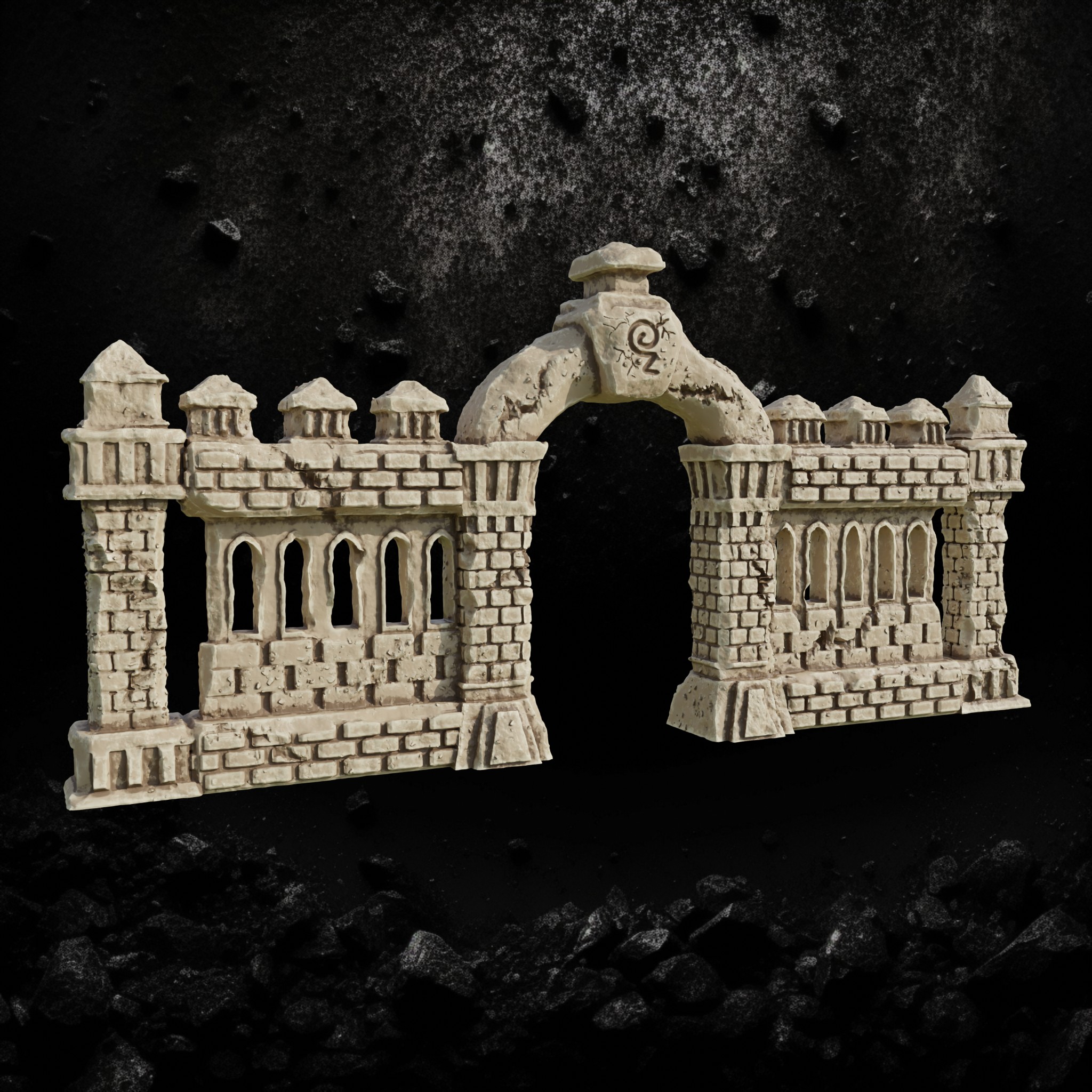 Stone Cemetery with Entrance - Graveyard Terrain Set STL for DnD & Wargaming