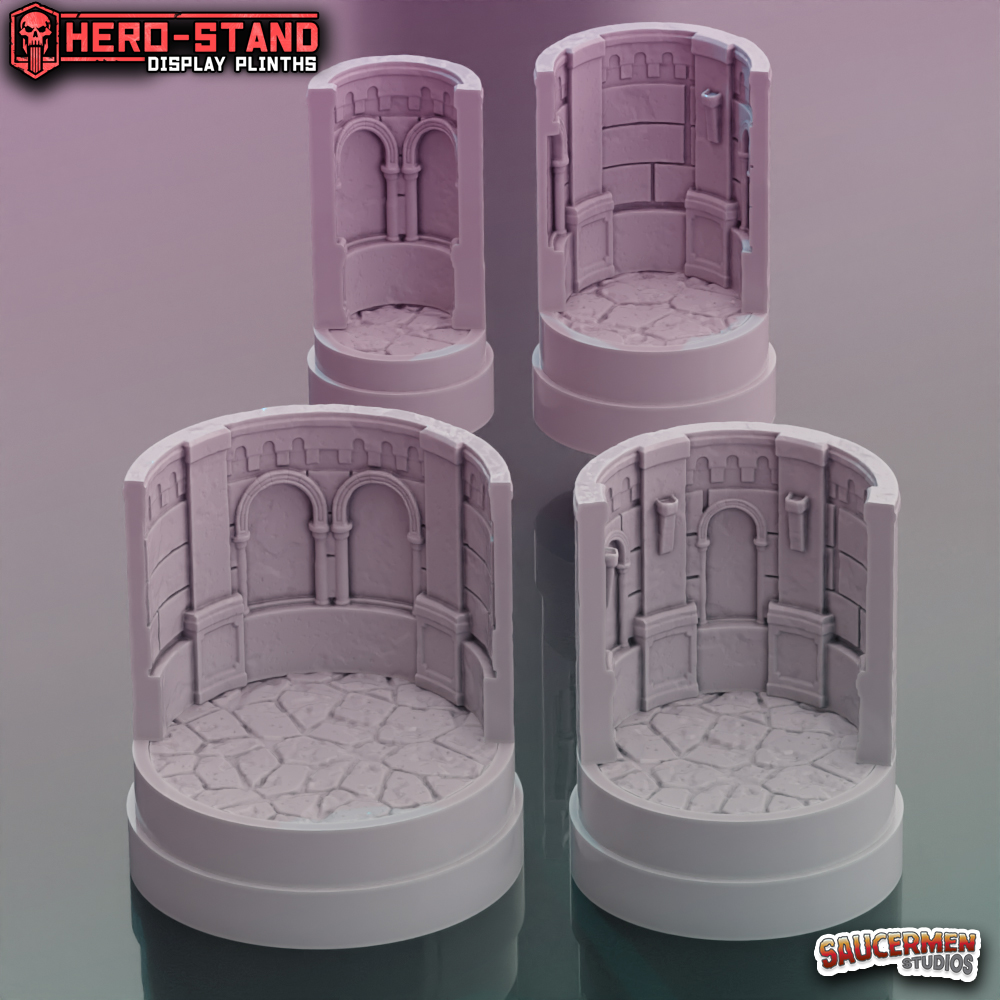 Hero-Stand Display Plinths – Catacombs Theme (Round)