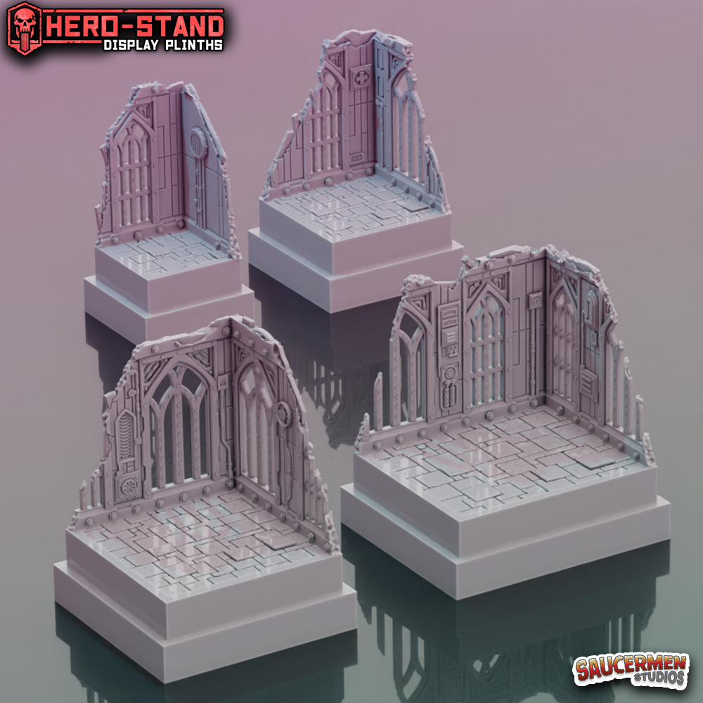 Hero-Stand Display Plinths – Gothic Ruins (Square)