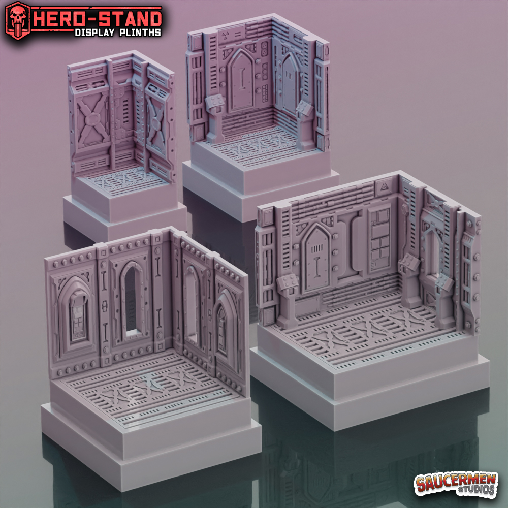 Hero-Stand Display Plinths – GrimDark Chambers (Square)