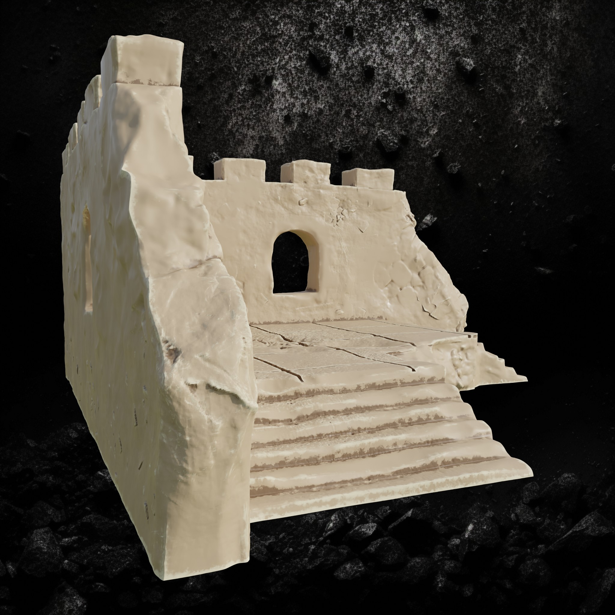 Stone Corner Ruins - Collapsed Wall Section STL for DnD & Wargaming