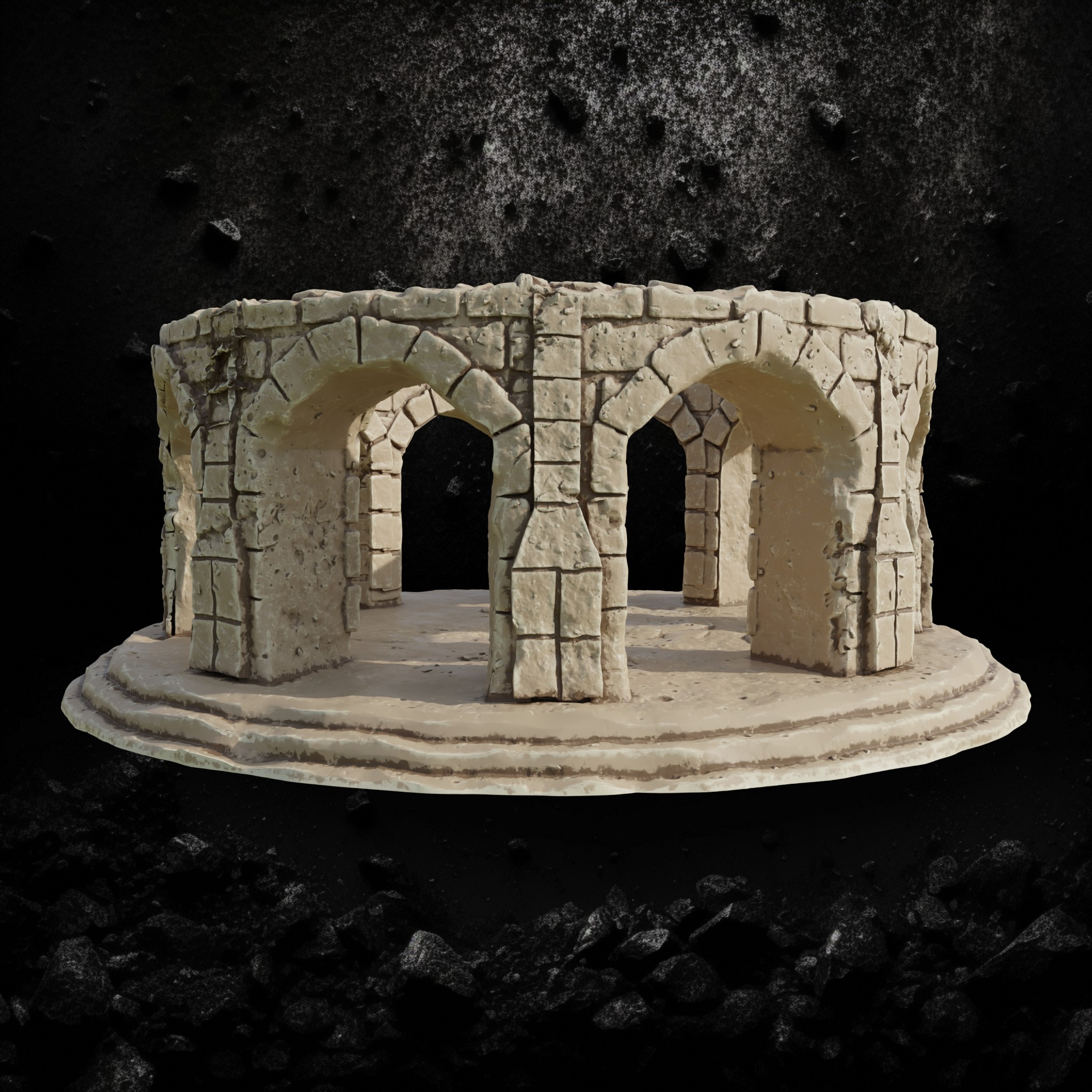 Circular Stone Ruins - Fallen Watchtower Base STL for DnD & Wargaming