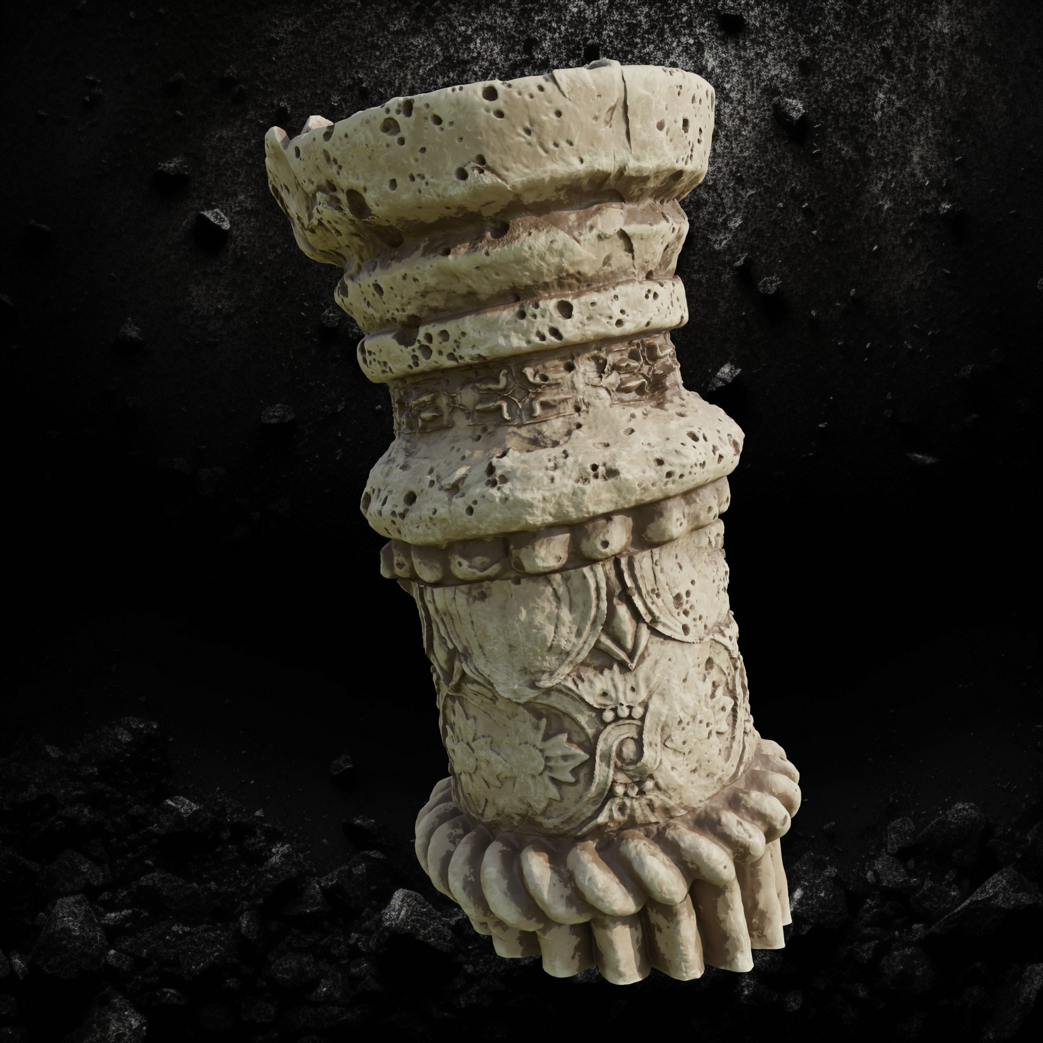 Stone Pillar Ruins 2 - Broken Column STL for DnD & Wargaming