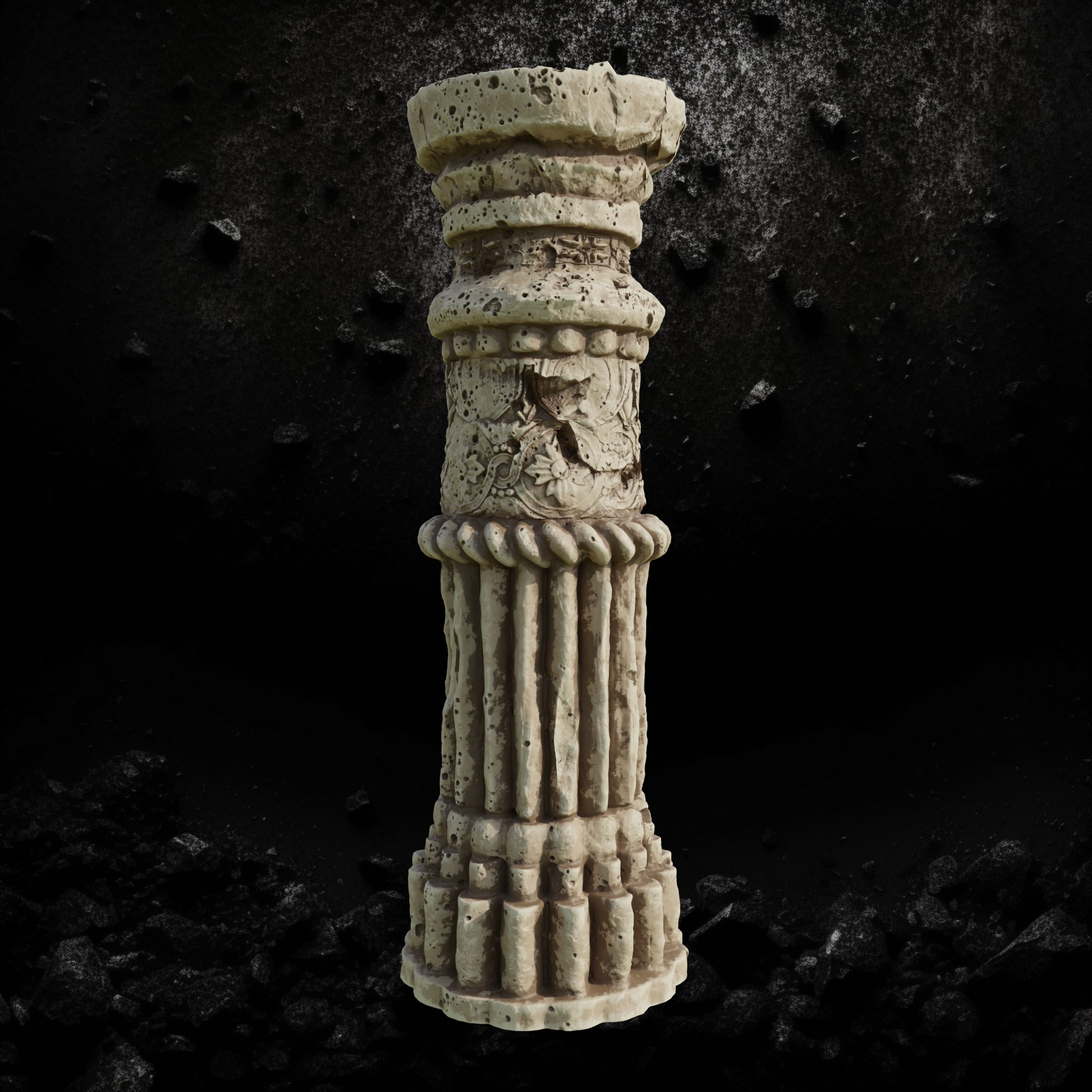 Stone Pillar Ruins 3 - Broken Column STL for DnD & Wargaming