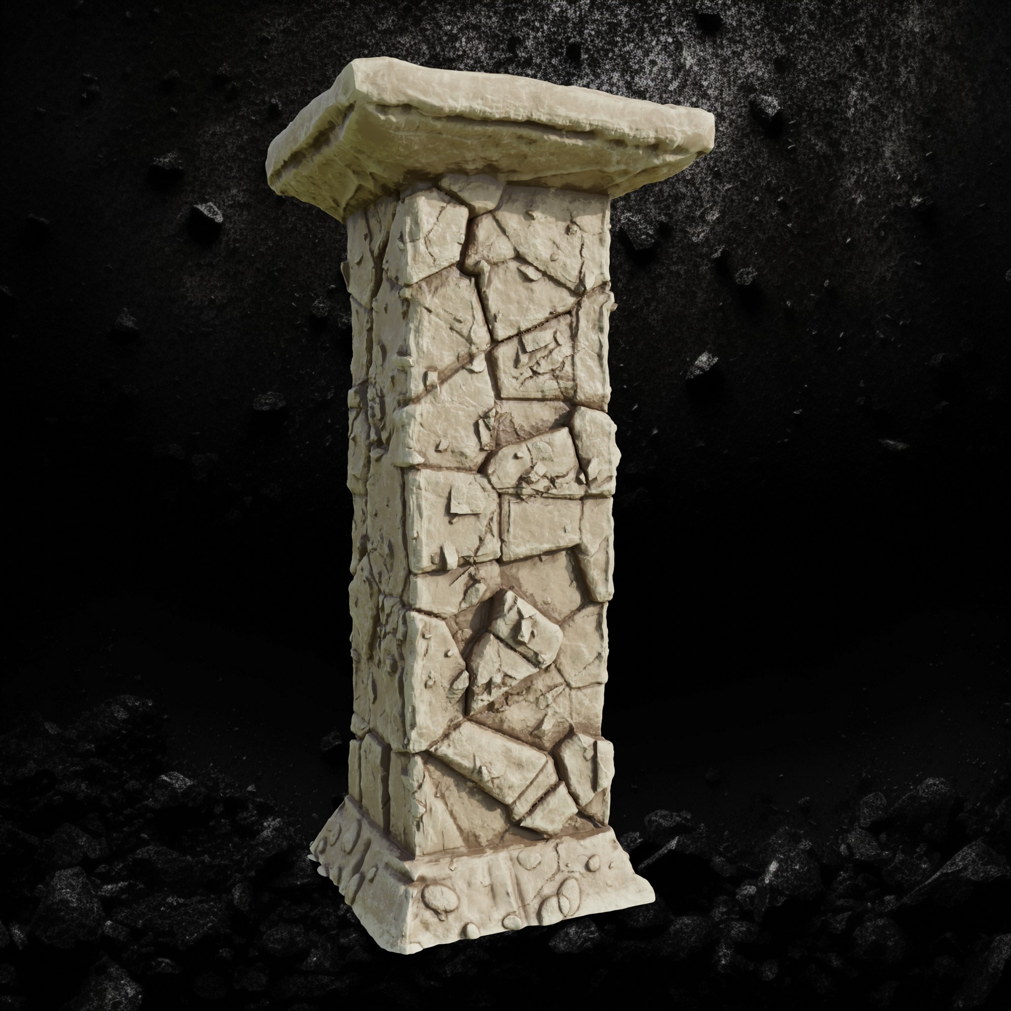 Stone Pillar Ruins 5 - Broken Column STL for DnD & Wargaming
