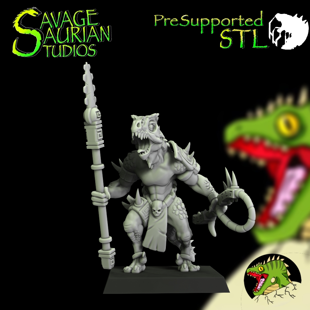 Iguanisaur Lasher with Ratmen Prisoners - Lizardmen