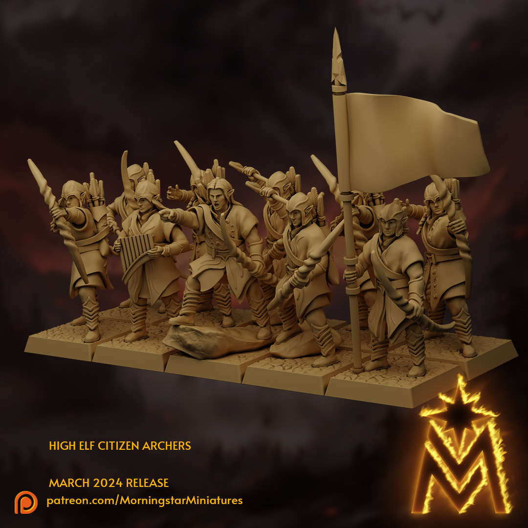 High Elf Citizen Archers | 32mm Scale Presupported