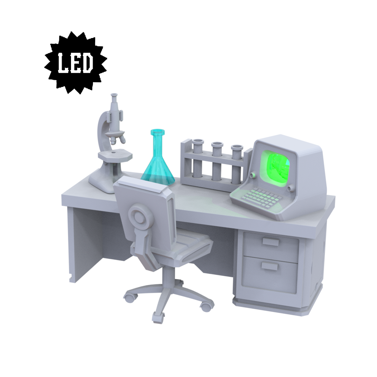 LED PC on lab desk