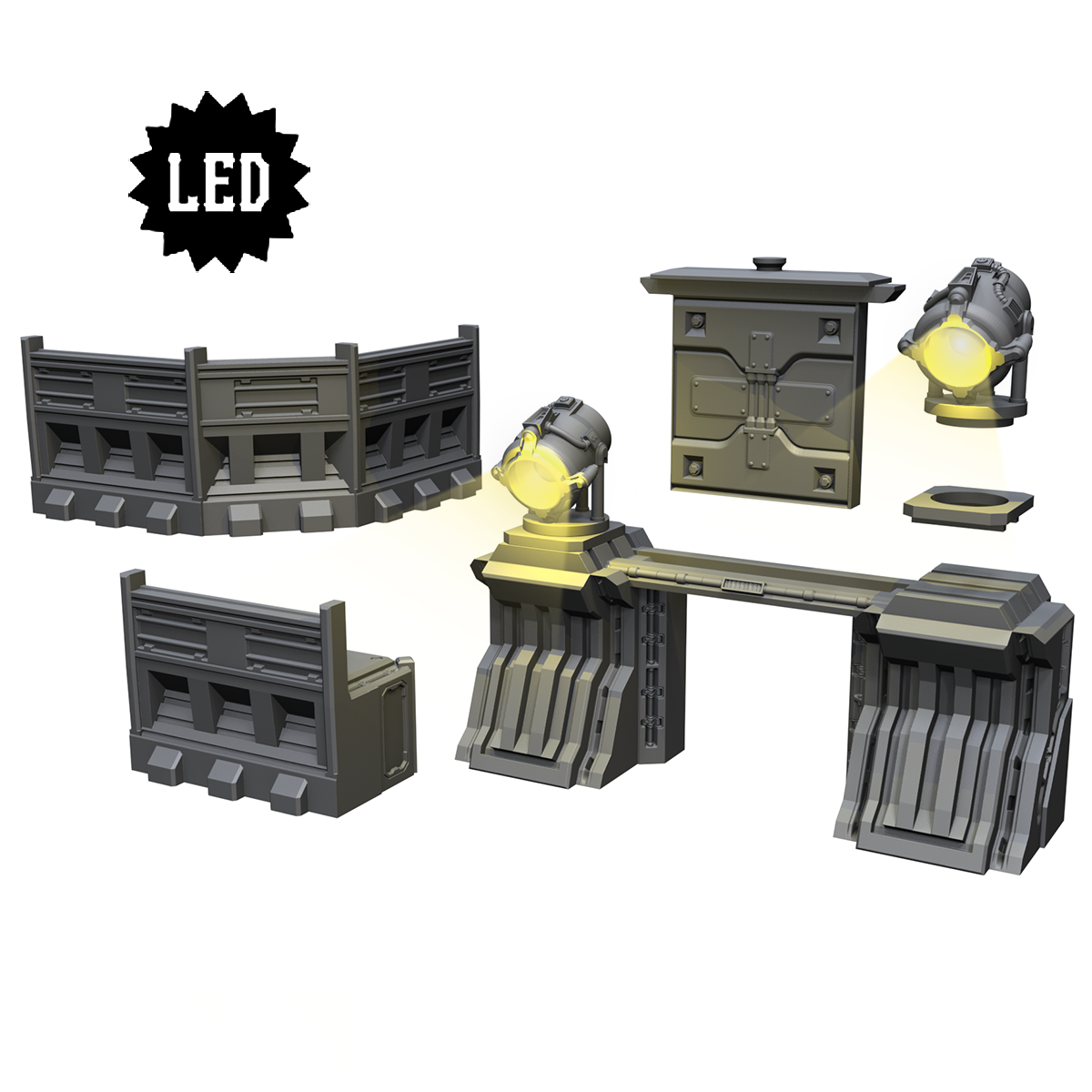 Modular Enforcer Walls with LED Floodlights