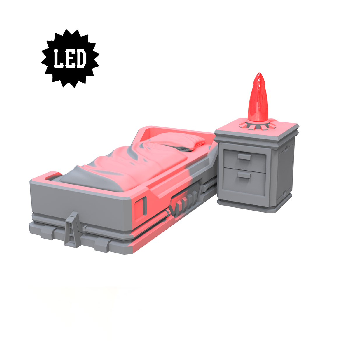 Bed and LED Lava lamp