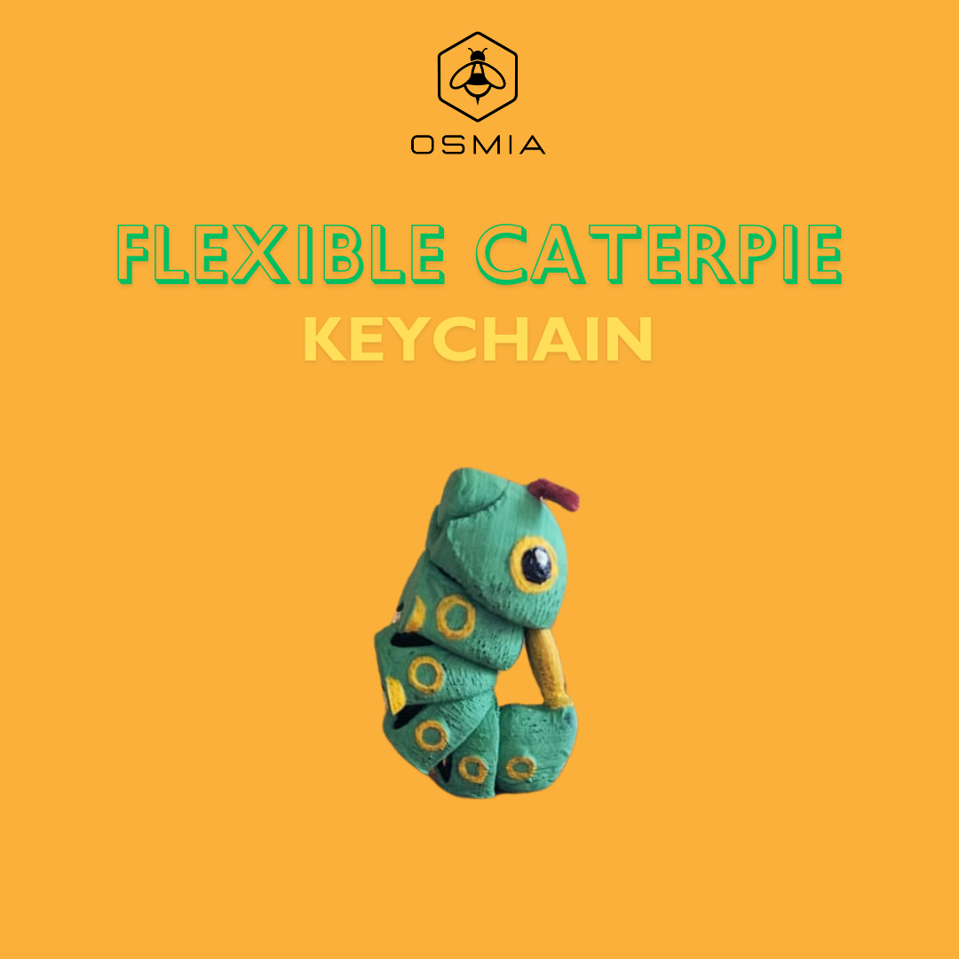 Osmia Flexible Caterpie Keychain Multicolor