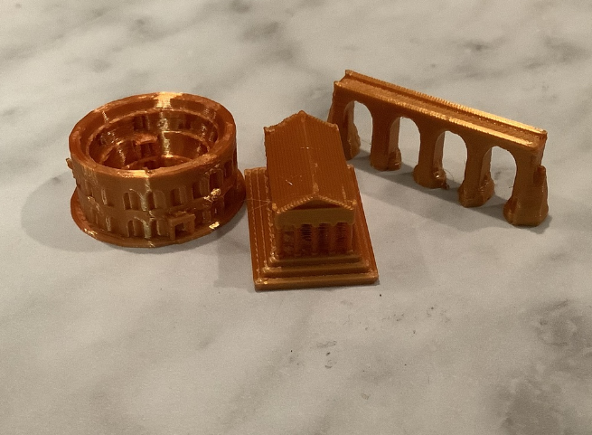 Roman themed catan pieces