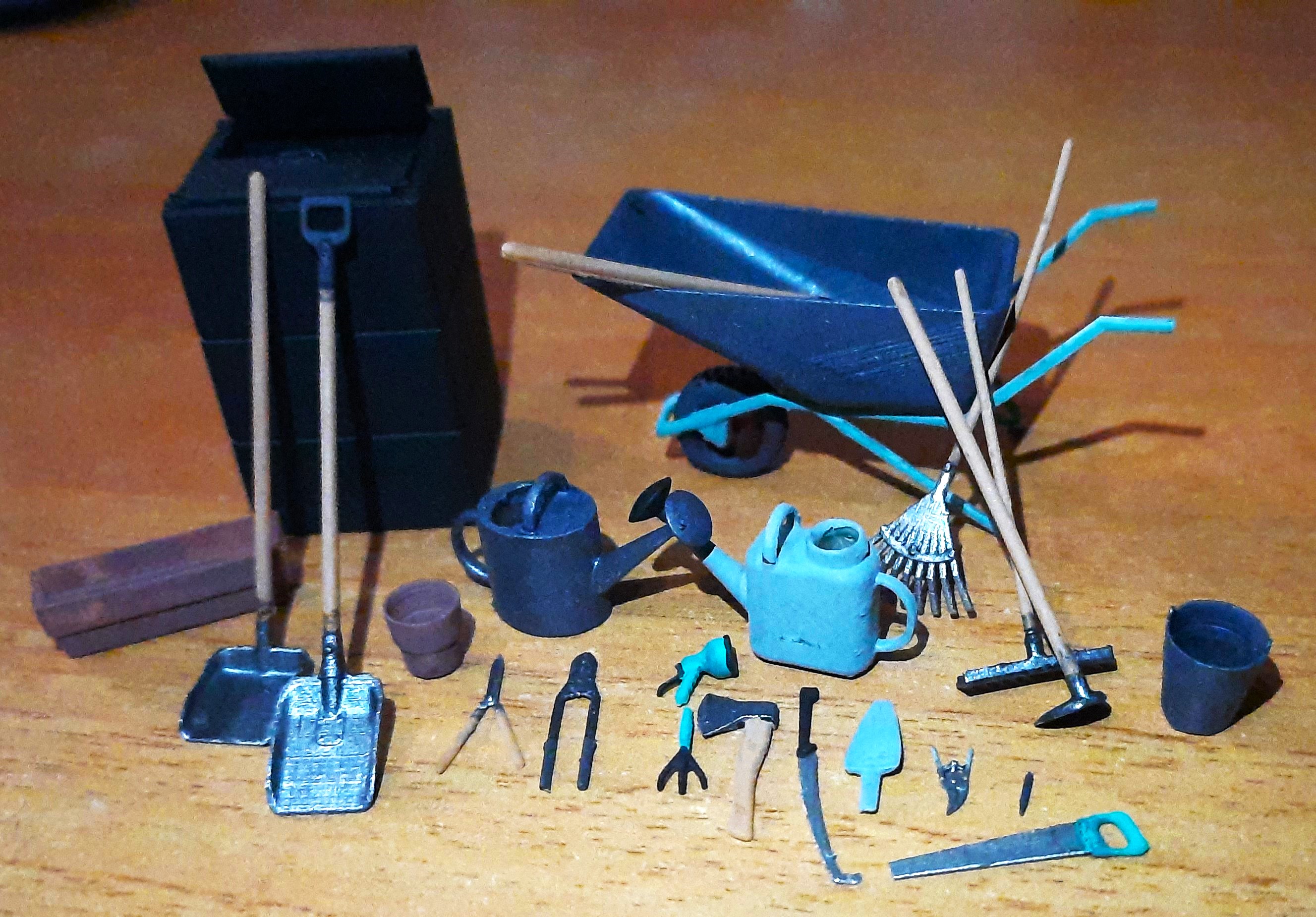 Gardening tools pack in scale